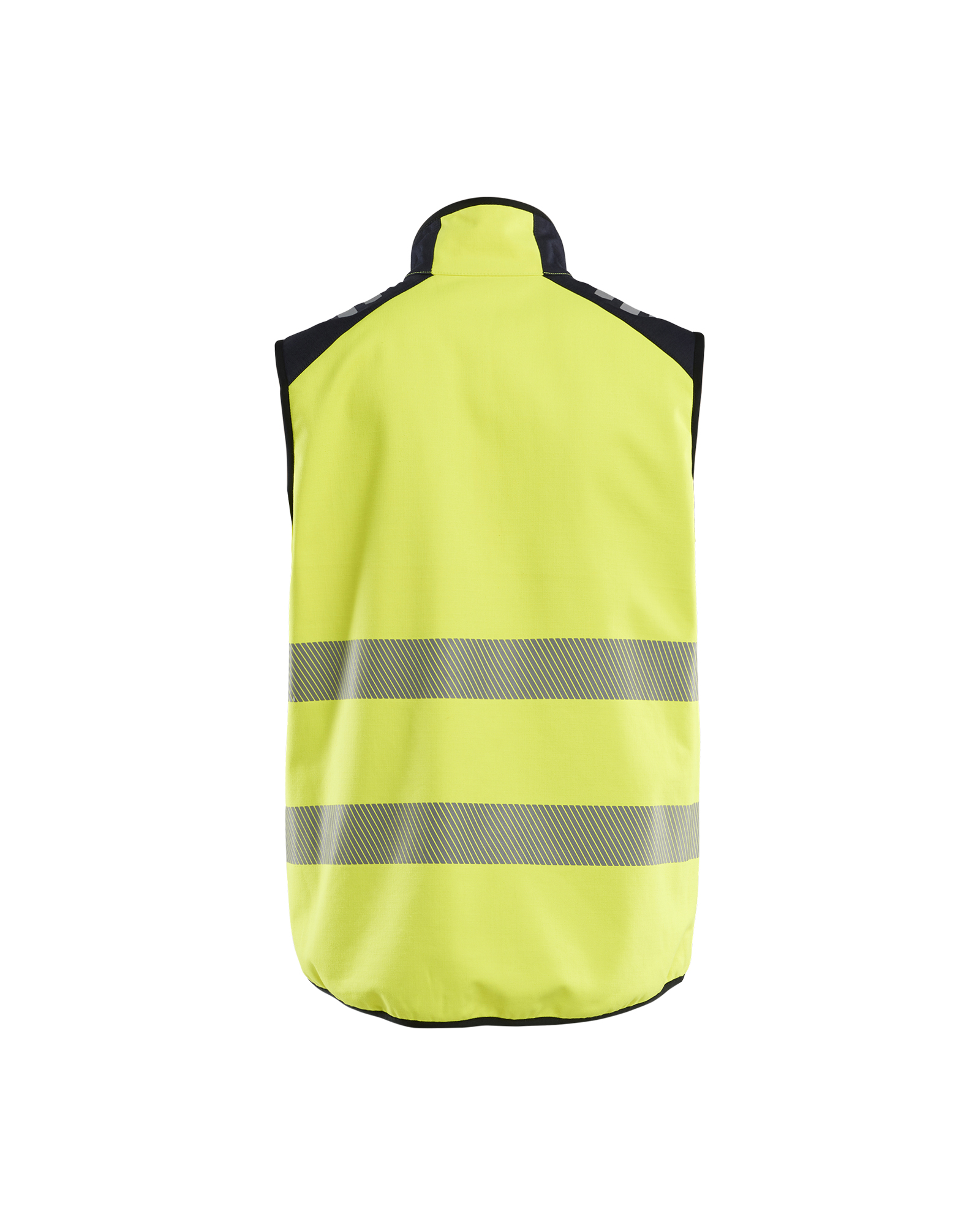 Blåkläder APC 2 Multinorm softshell bodywarmer inherent 3849 - High Vis Geel/Marineblauw achterkant