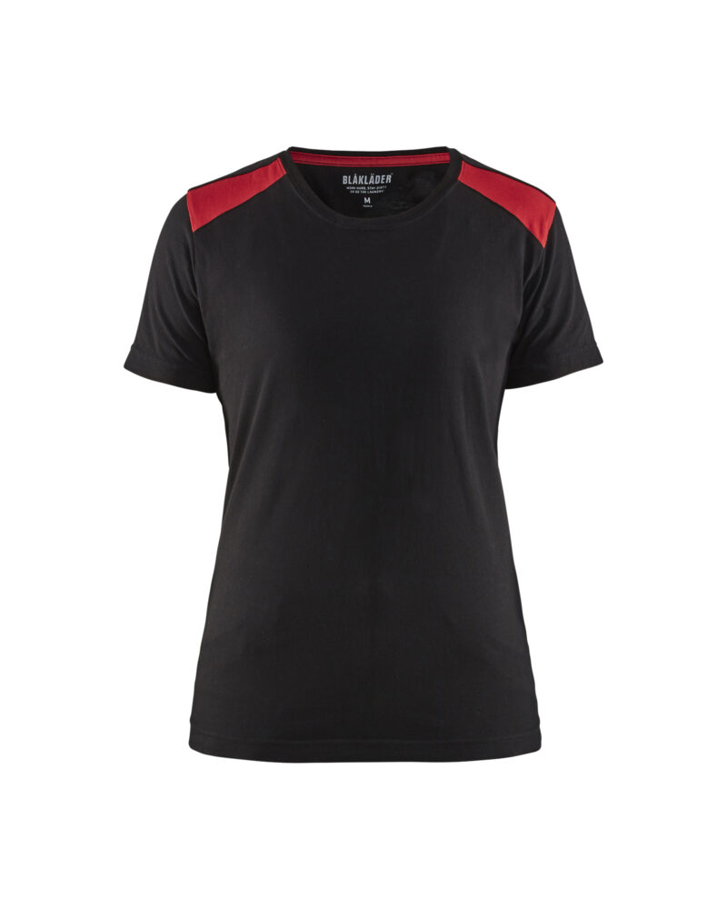 Blåkläder Dames T-shirt bi-colour 3479 - Zwart/Rood voorkant