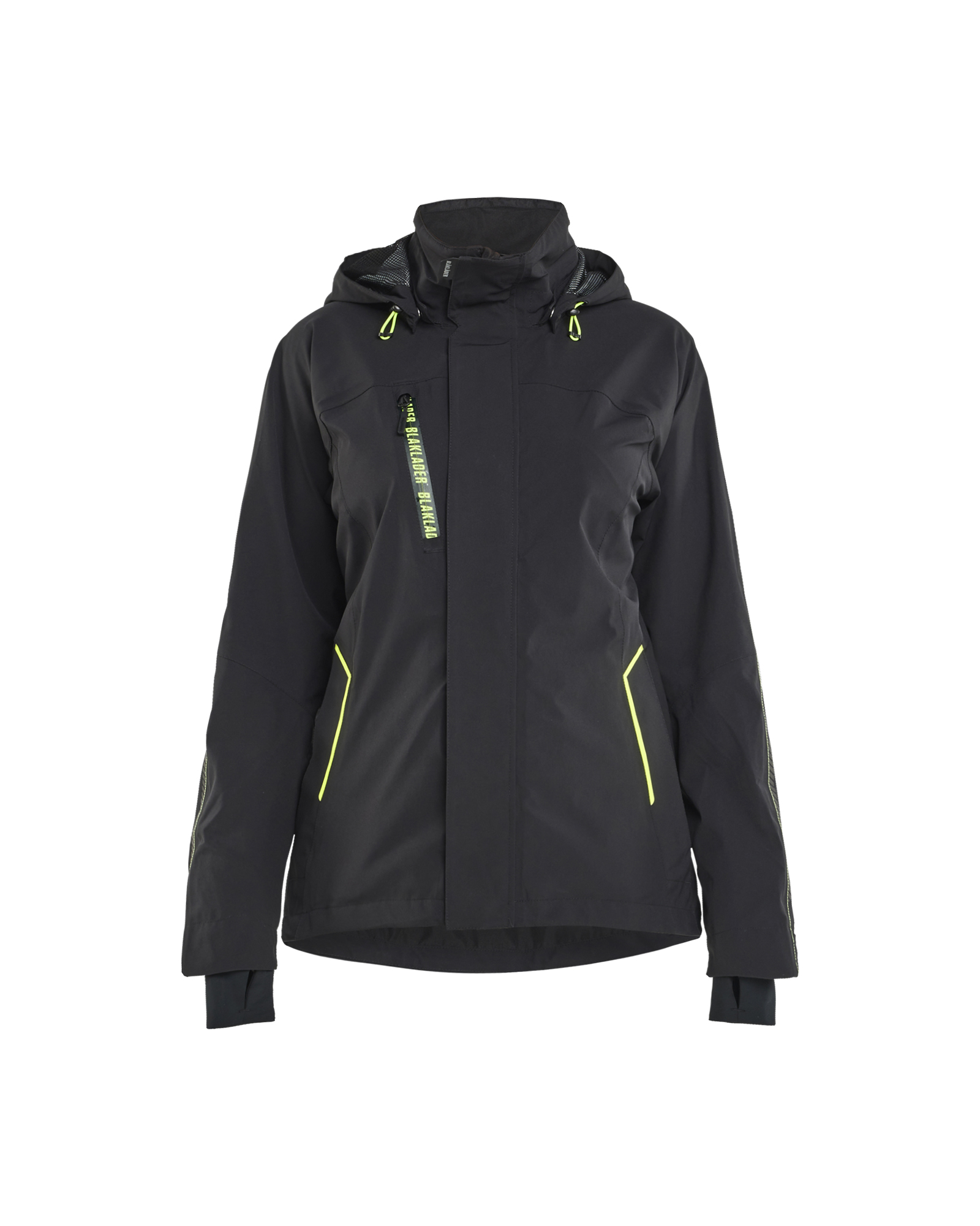Blåkläder Dames Shell Jack Stretch 4403 - Zwart / High Vis Geel voorkant
