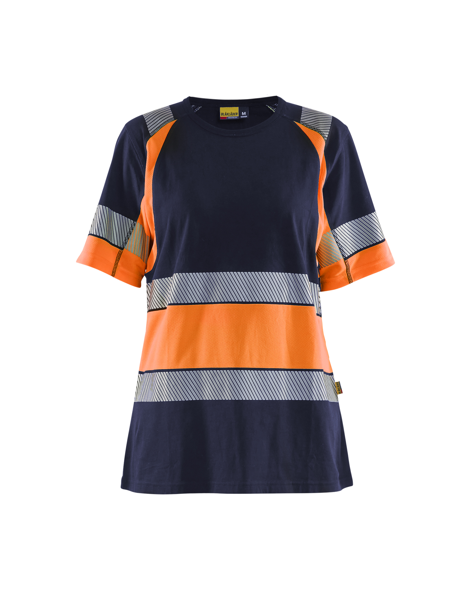 Blåkläder Dames T-Shirt High Vis 3410 - Marineblauw / Oranje voorkant