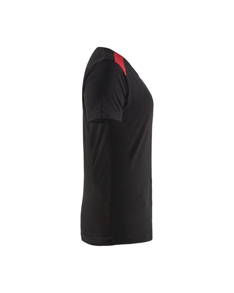 Blåkläder Dames T-shirt bi-colour 3479 - Zwart/Rood zijkant