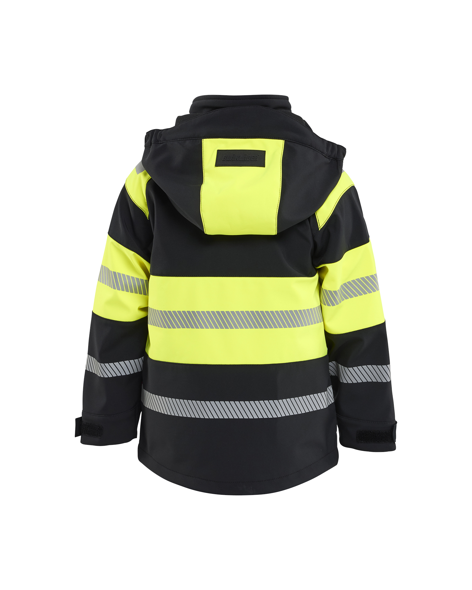 Blåkläder Kids Softshell jack 5211 - Zwart / High Vis Geel achterkant