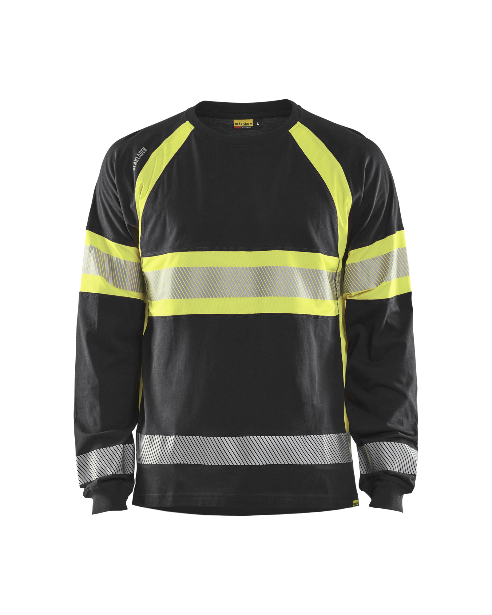 Blåkläder T-shirt lange mouwen High Vis 3510 - Zwart / High Vis Geel voorkant