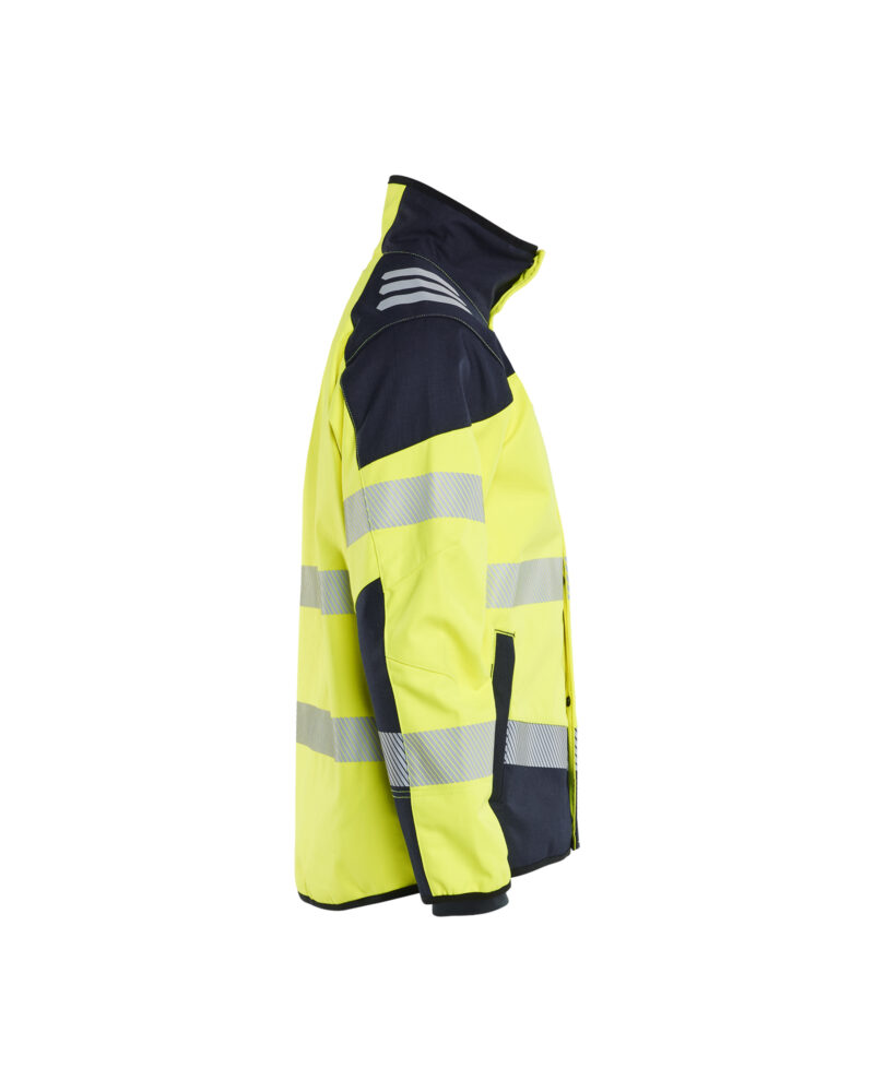 Blåkläder APC 2 Multinorm softshell jack inherent 4948 - High Vis Geel/Marineblauw zijkant