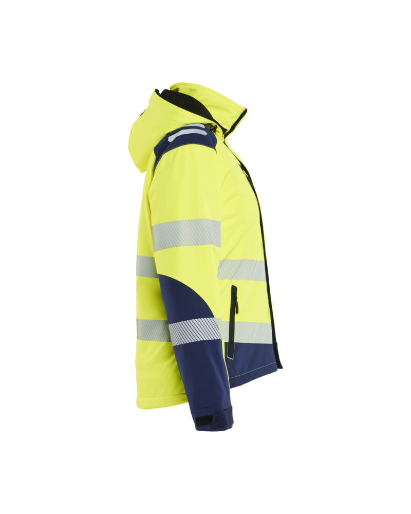 Blåkläder Dames Softshell Winterjas High Vis 4401 - High Vis Geel/Marineblauw zijkant