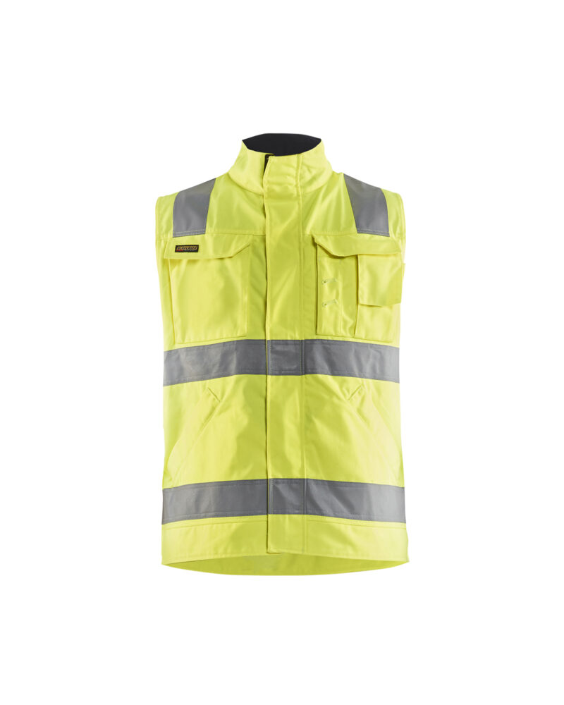 Blåkläder Werkvest. Ongevoerd High Vis 8505 - High Vis Geel/Marineblauw voorkant