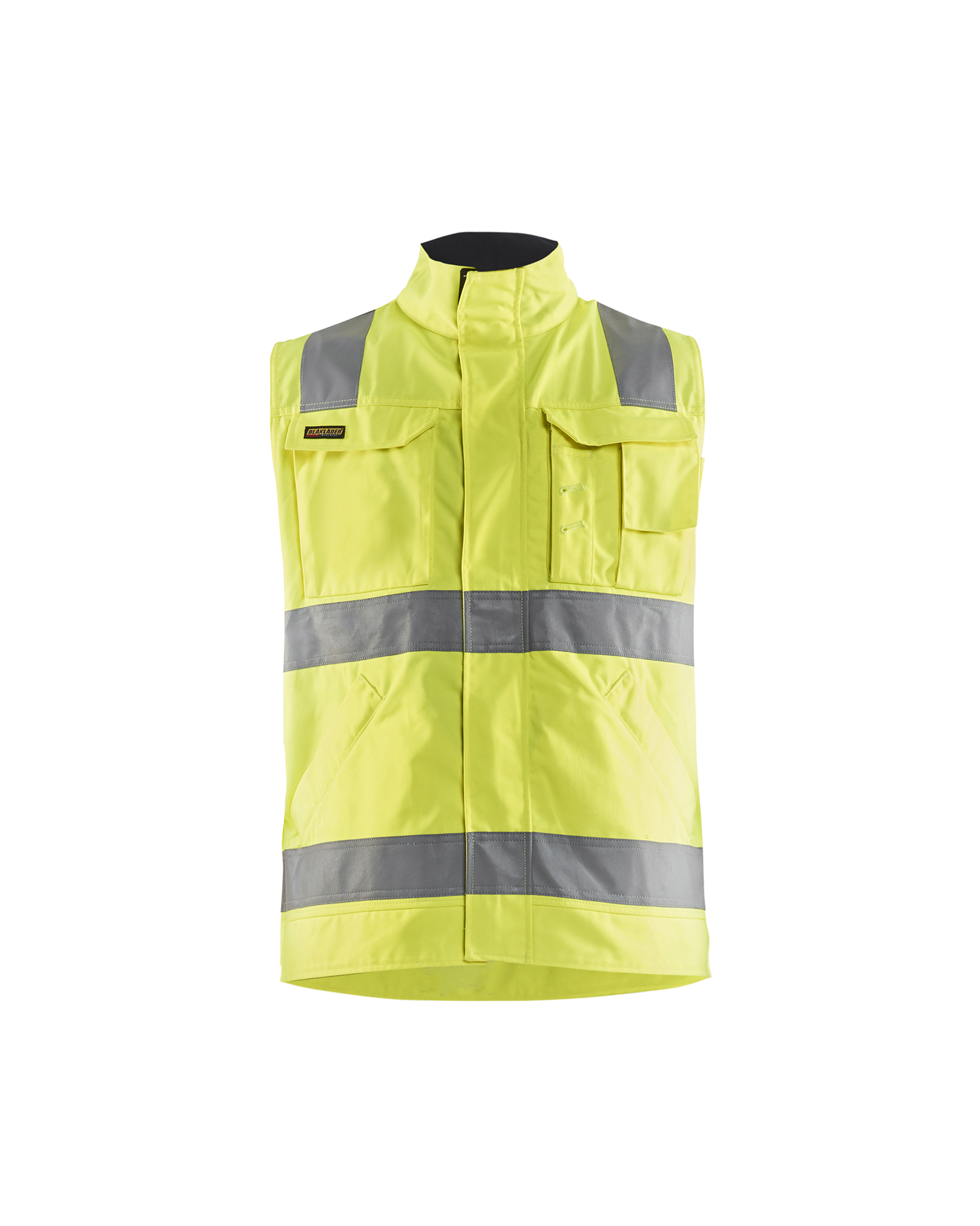 Blåkläder Werkvest. Ongevoerd High Vis 8505 - High Vis Geel/Marineblauw voorkant