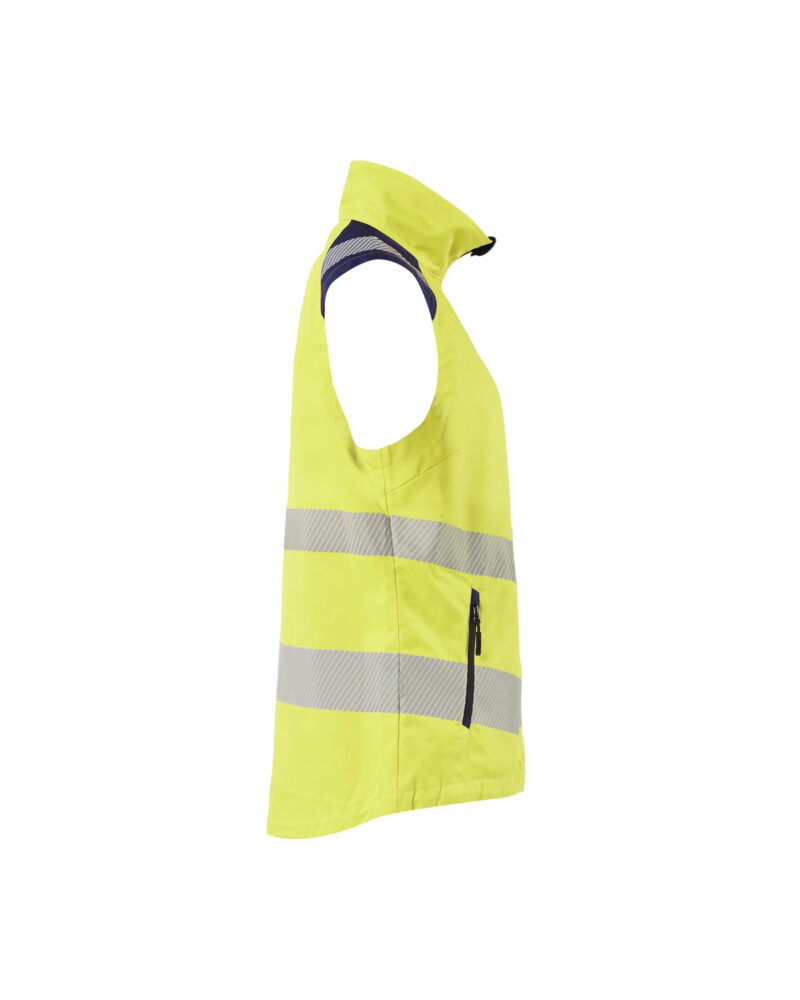 Blåkläder Dames bodywarmer High Vis 3092 - High Vis Geel/Marineblauw zijkant