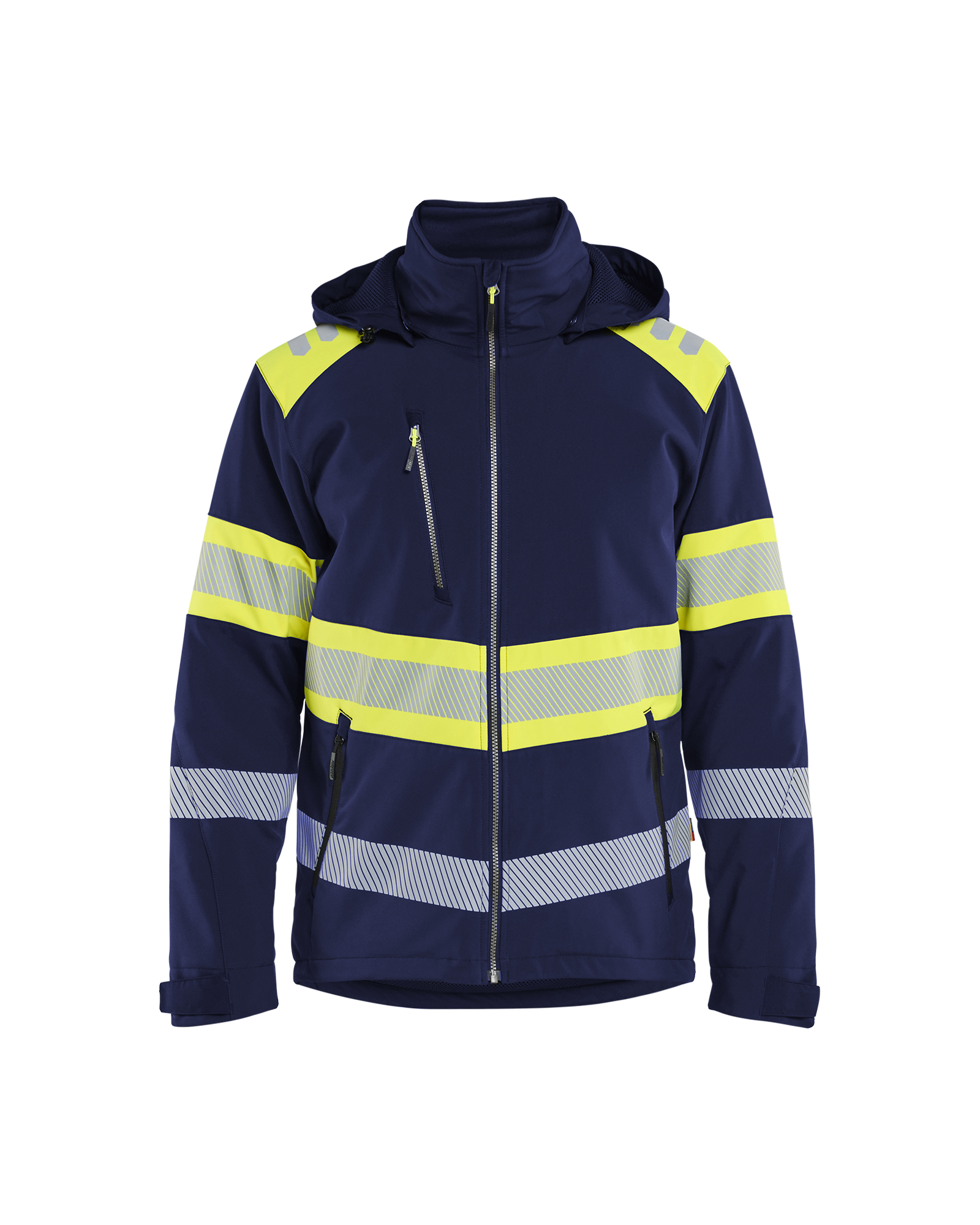 Blåkläder Lichtgewicht softshell jack gevoerd high vis 4489 - Marine / High Vis Geel voorkant