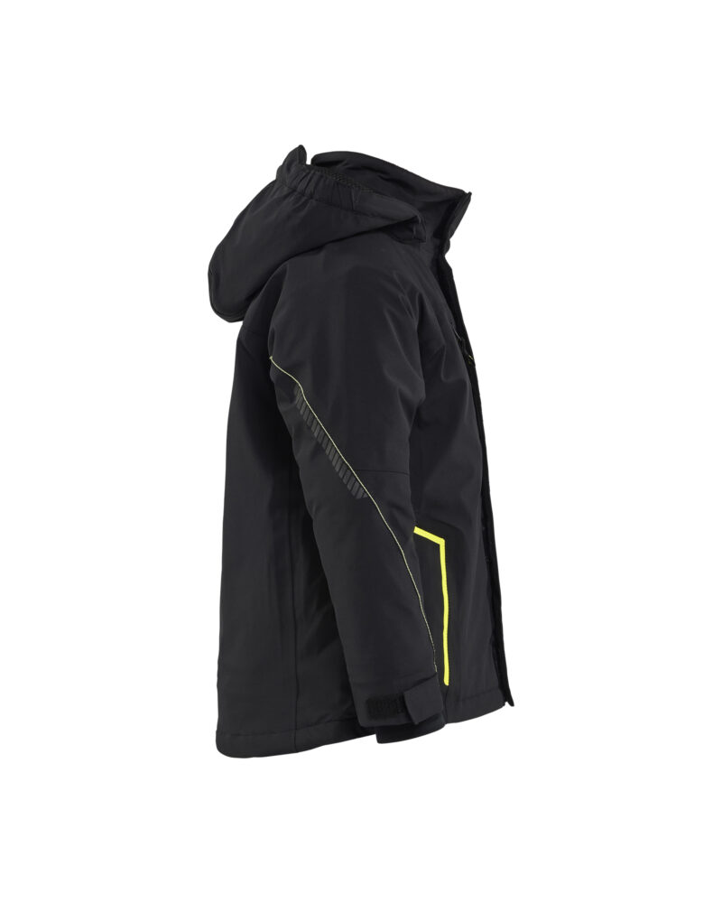 Blåkläder Kids Lichtgewicht winterjas 4-weg stretch 5210 - Zwart / High Vis Geel zijkant