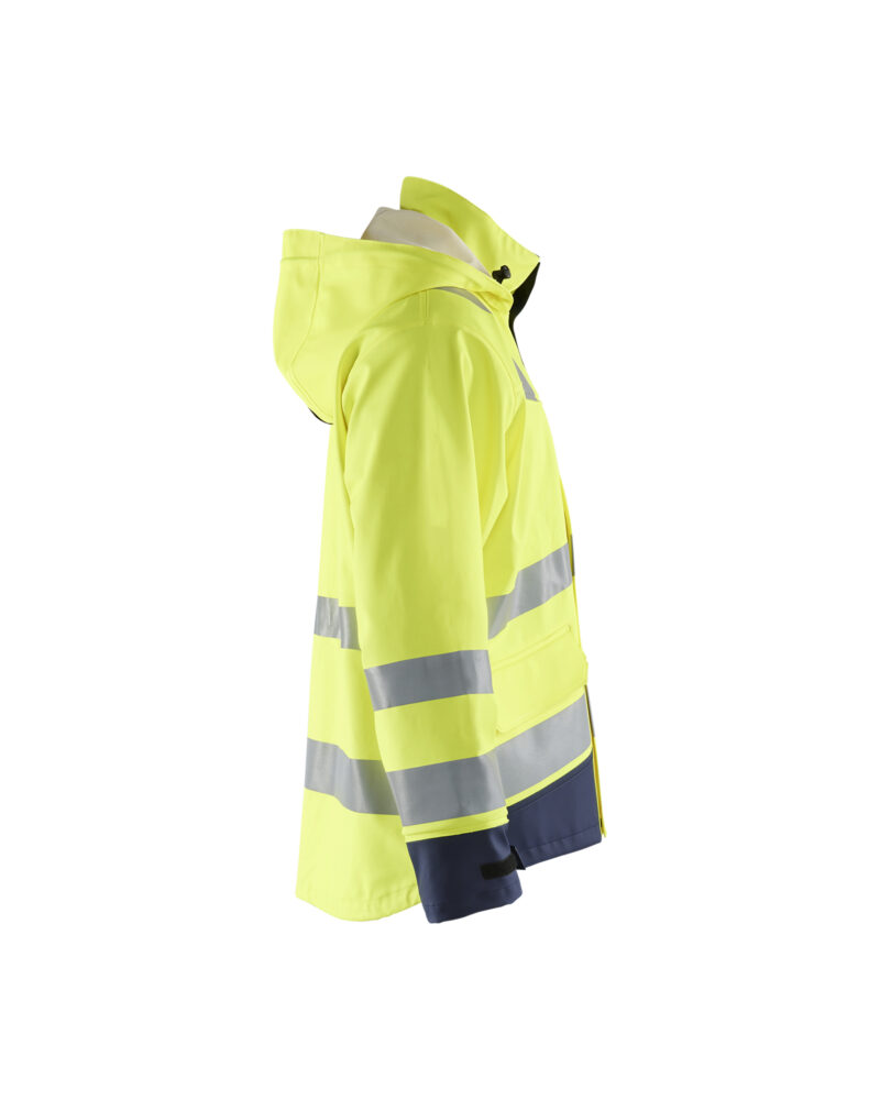 Blåkläder Multinorm regenjas LEVEL 2 4313 - High Vis Geel/Marineblauw zijkant
