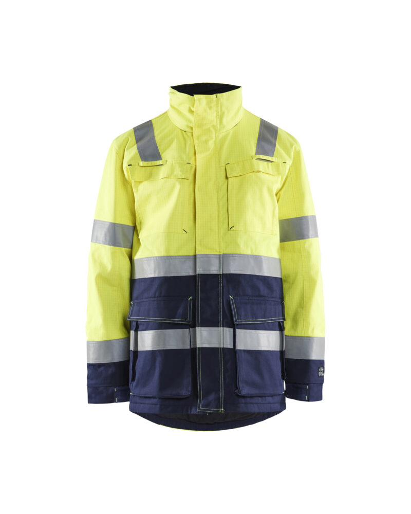 Blåkläder Multinorm Winterparka 4467 - High Vis Geel/Marineblauw voorkant
