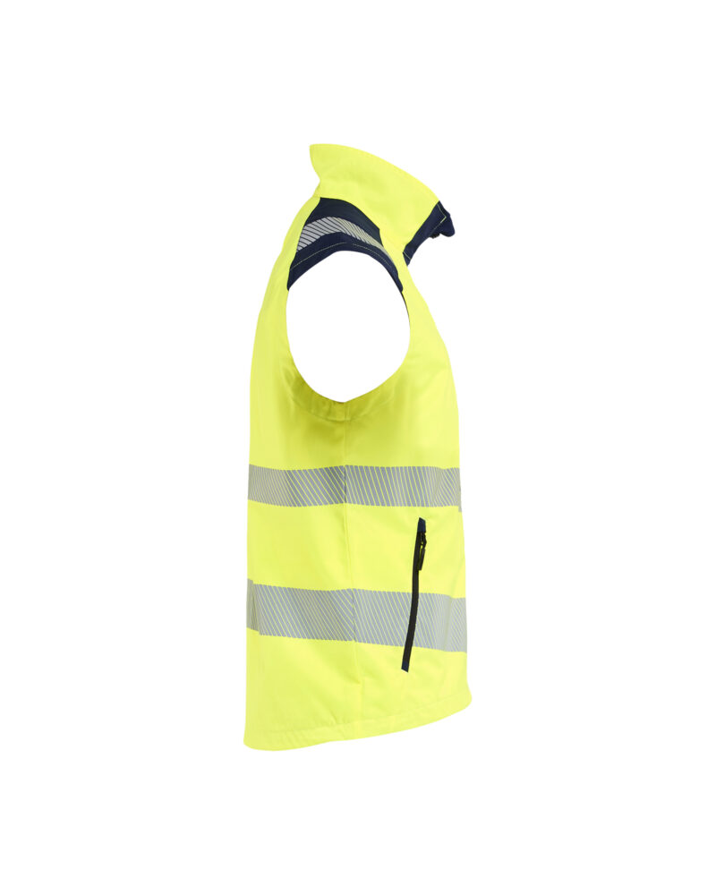 Blåkläder Bodywarmer High Vis 3085 - High Vis Geel/Marineblauw zijkant