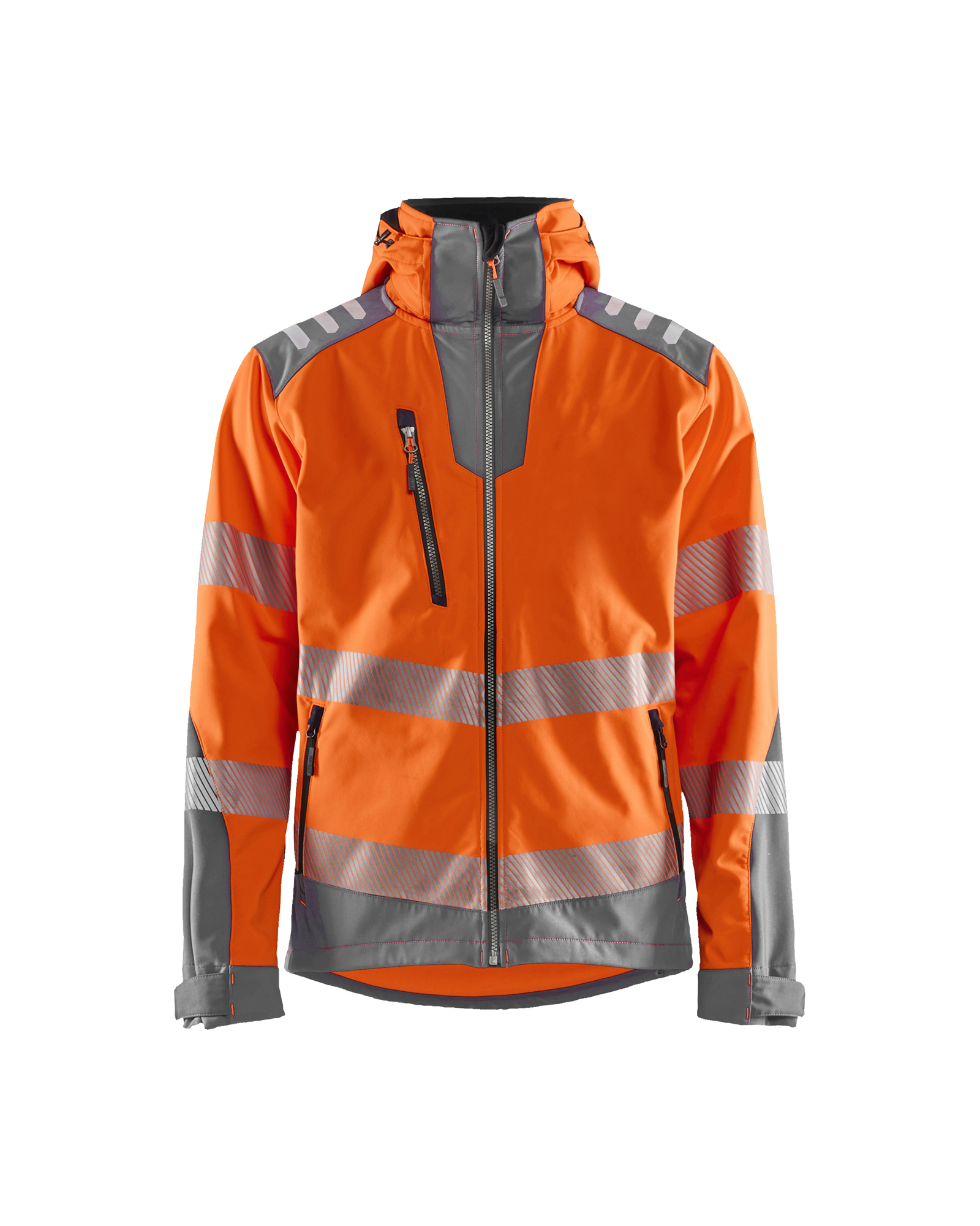 Blåkläder Softshell jack High Vis 4491 - High Vis Oranje/Medium grijs voorkant