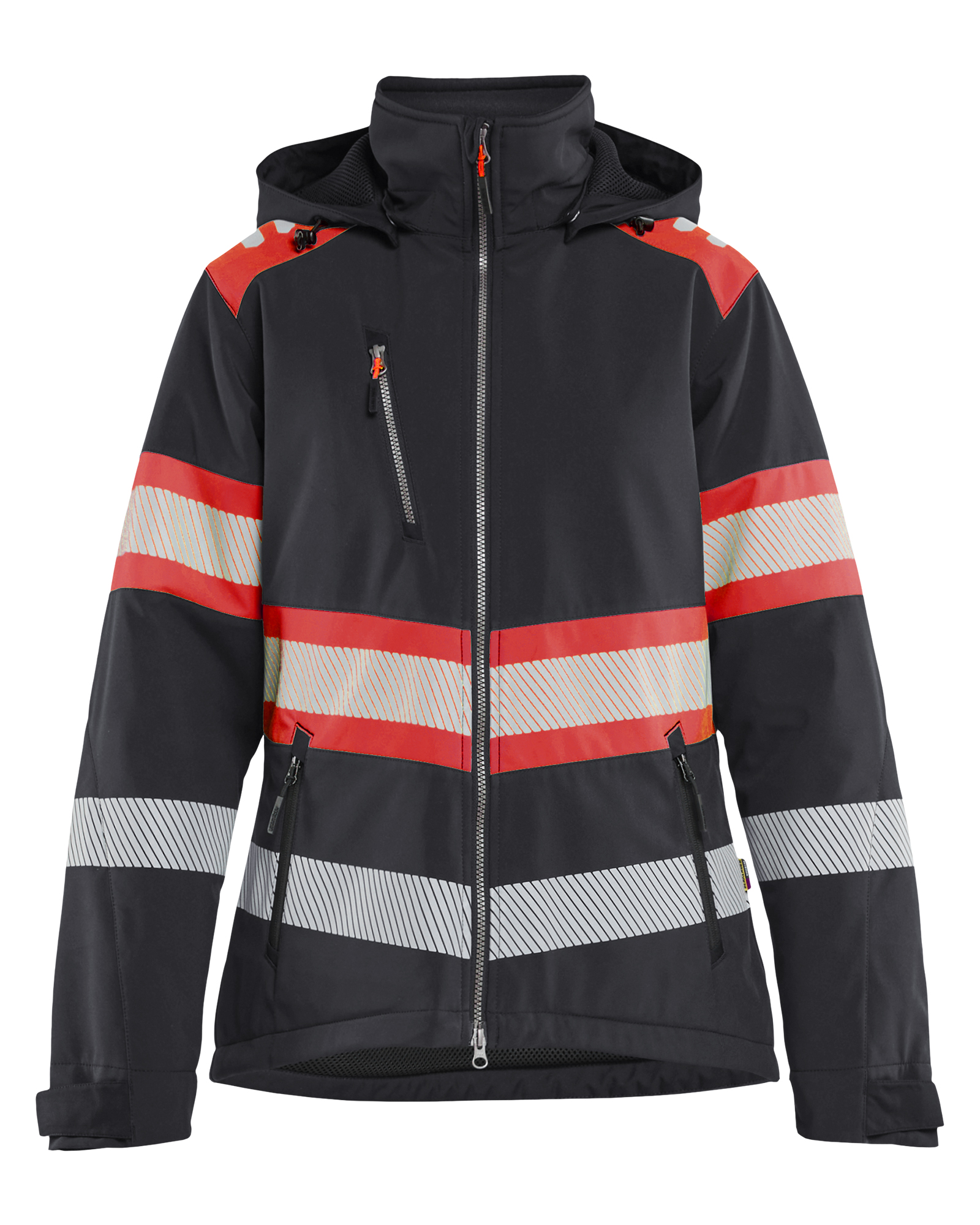 Blåkläder Dames Lichtgewicht softshell jack gevoerd high vis 4406 - Zwart / High Vis Rood voorkant