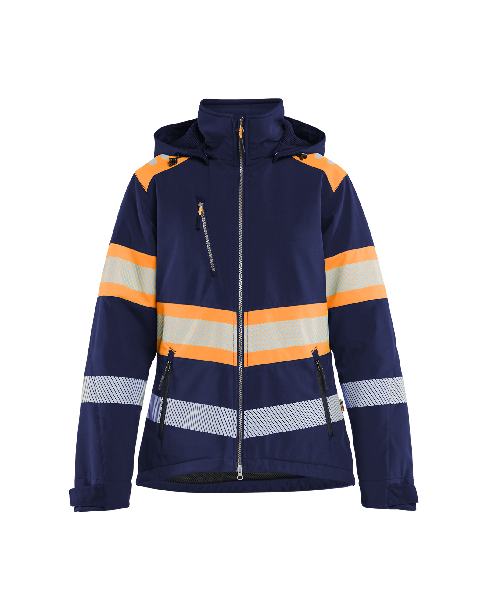 Blåkläder Dames Lichtgewicht softshell jack gevoerd high vis 4406 - Marineblauw / Oranje voorkant