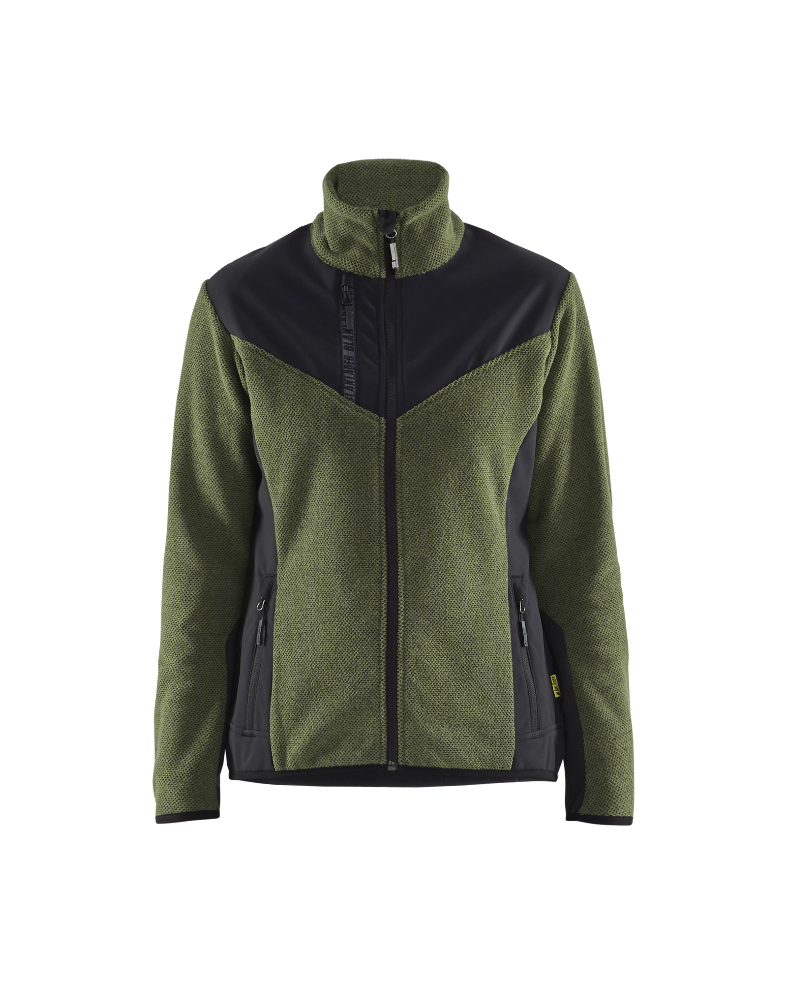 Blåkläder Dames gebreid vest met softshell 5943 - Herfstgroen/Zwart voorkant