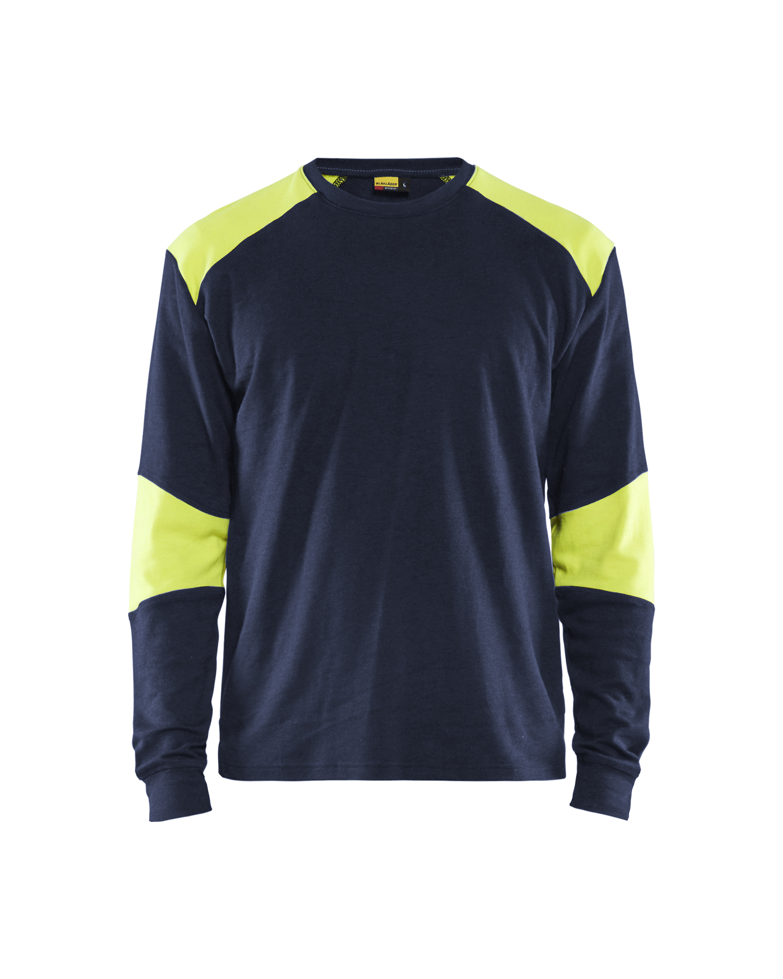 Blåkläder Vlamvertragend T-shirt lange mouwen Inherent 3457 - Marine / High Vis Geel voorkant