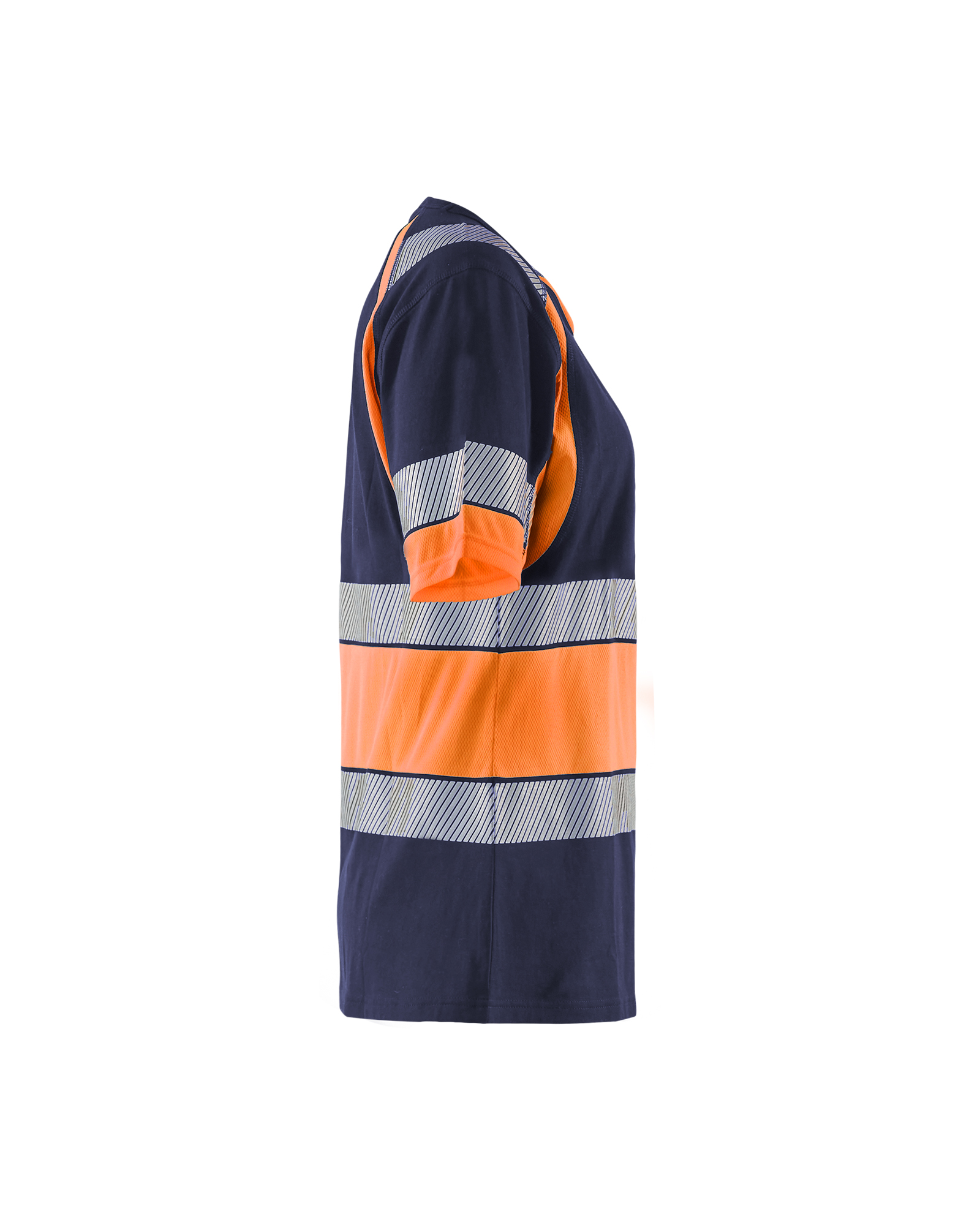 Blåkläder Dames T-Shirt High Vis 3410 - Marineblauw / Oranje zijkant