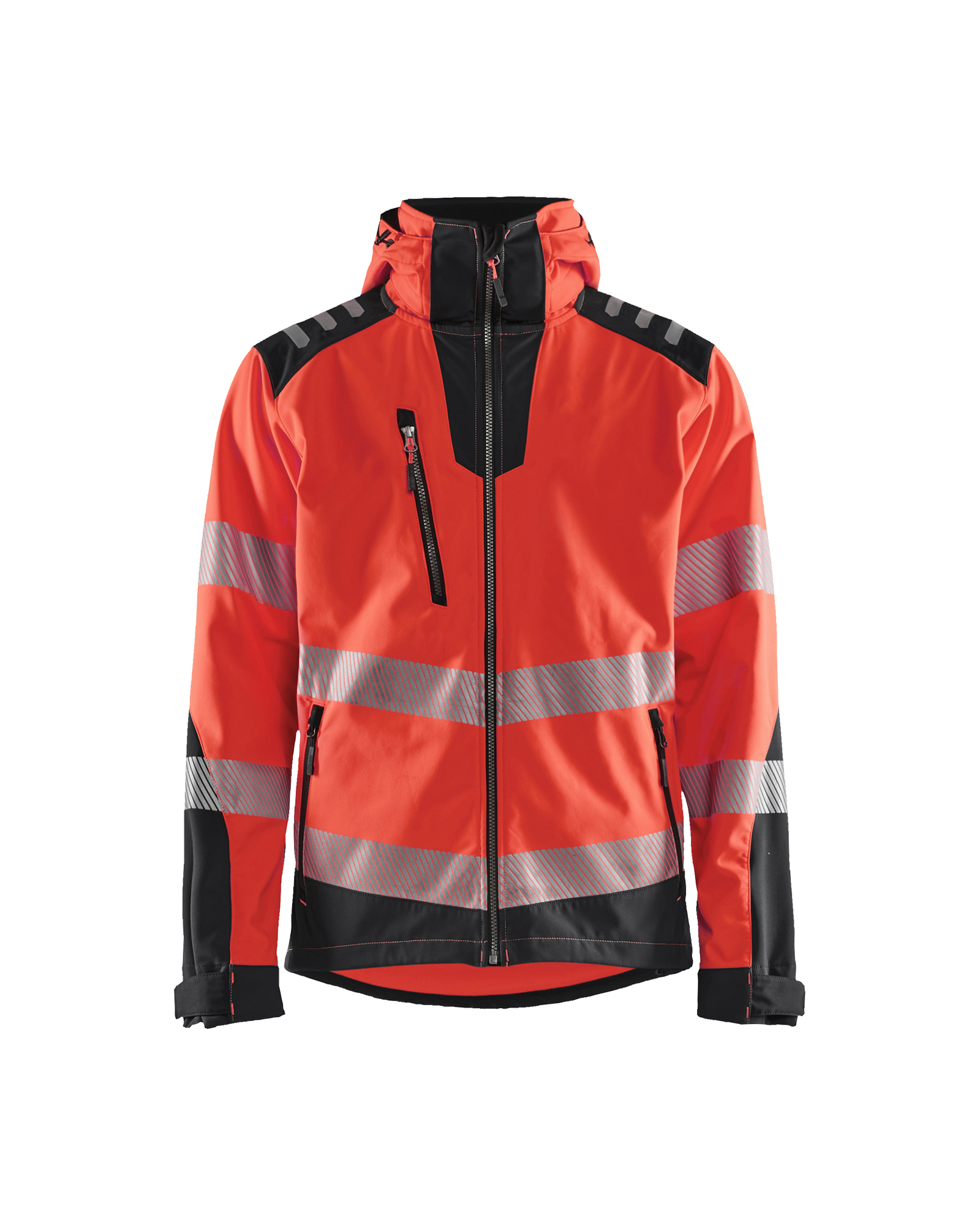 Blåkläder Softshell jack High Vis 4491 - High Vis Rood/Zwart voorkant