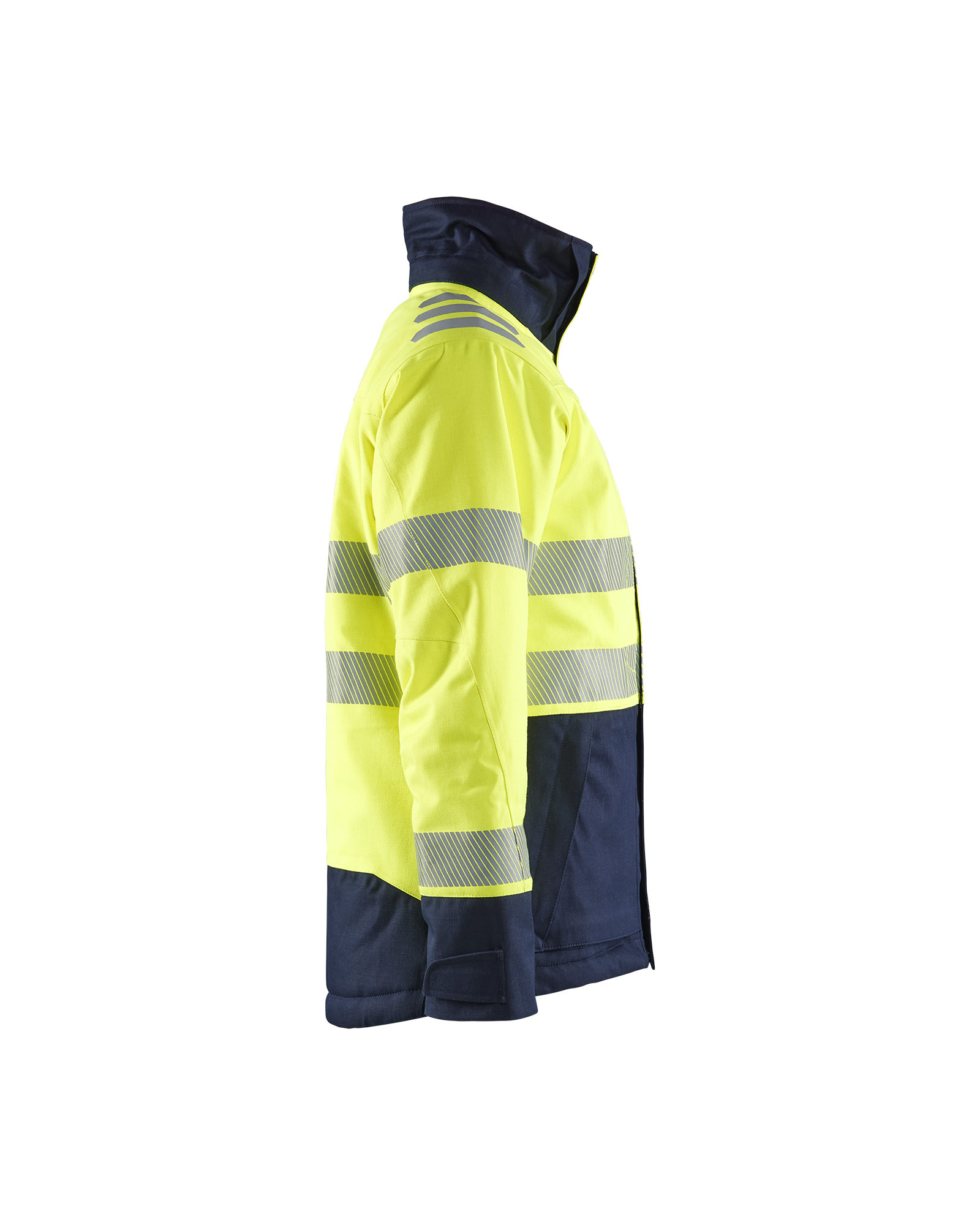 Blåkläder APC 2 Dames Multinorm winterjas inherent 4917 - High Vis Geel/Marineblauw zijkant
