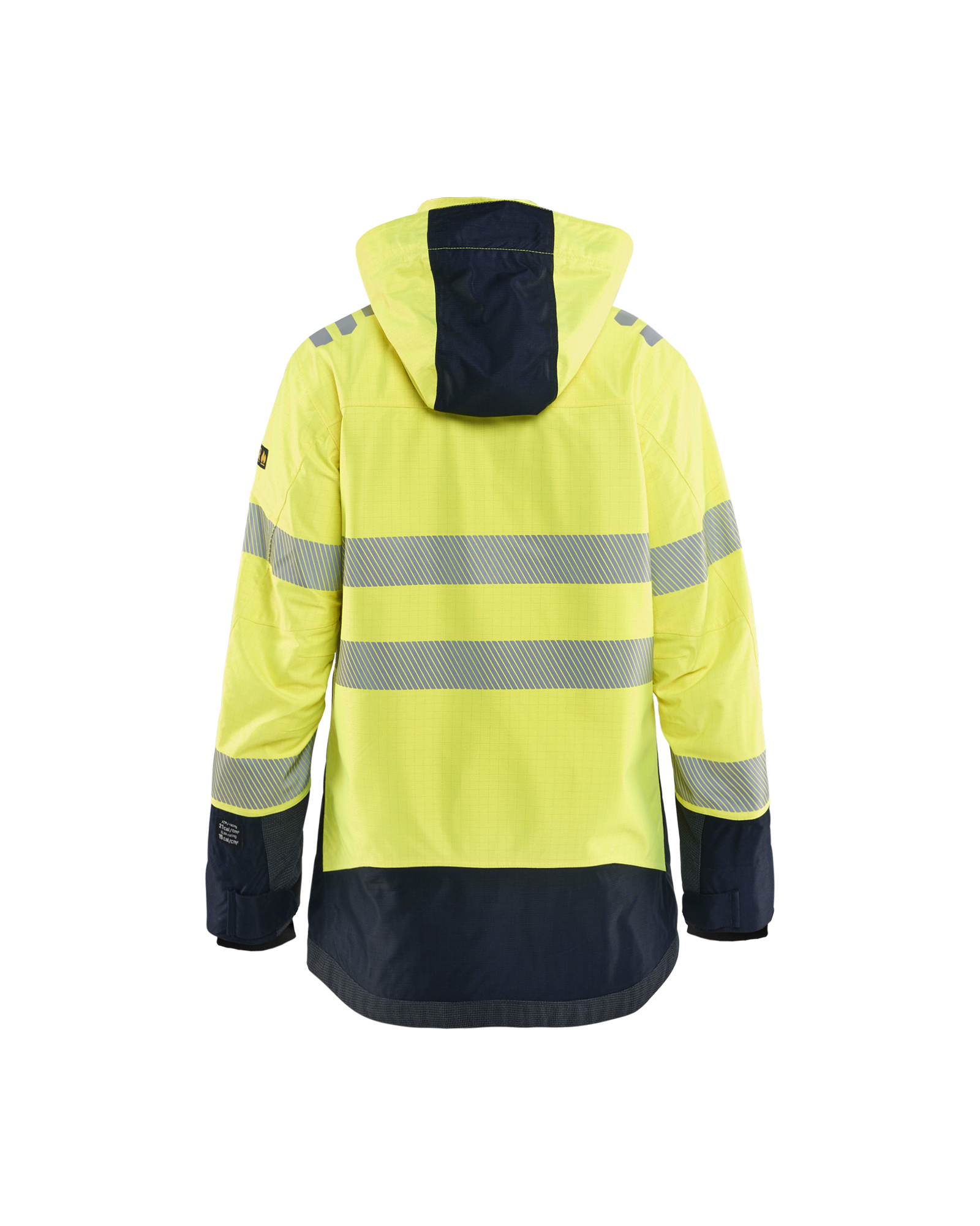 Blåkläder APC 2 Dames Multinorm Shell jack inherent 4449 - High Vis Geel/Marineblauw achterkant