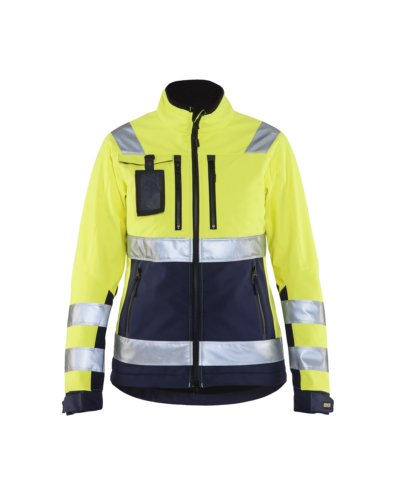 Blåkläder Dames Softshell jack High Vis 4902 - High Vis Geel/Marineblauw voorkant