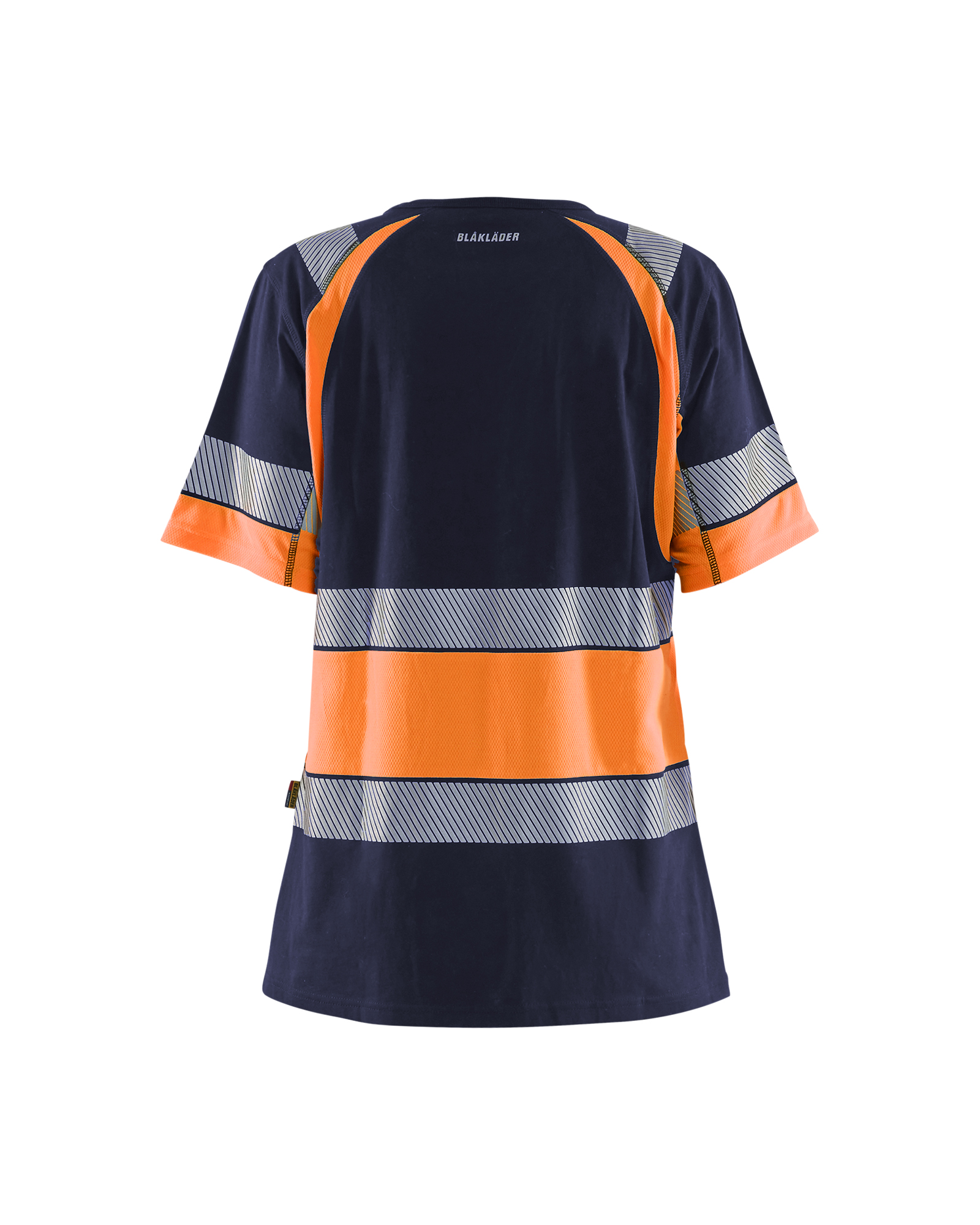 Blåkläder Dames T-Shirt High Vis 3410 - Marineblauw / Oranje achterkant
