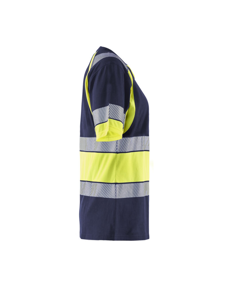 Blåkläder Dames T-Shirt High Vis 3410 - Marine / High Vis Geel zijkant