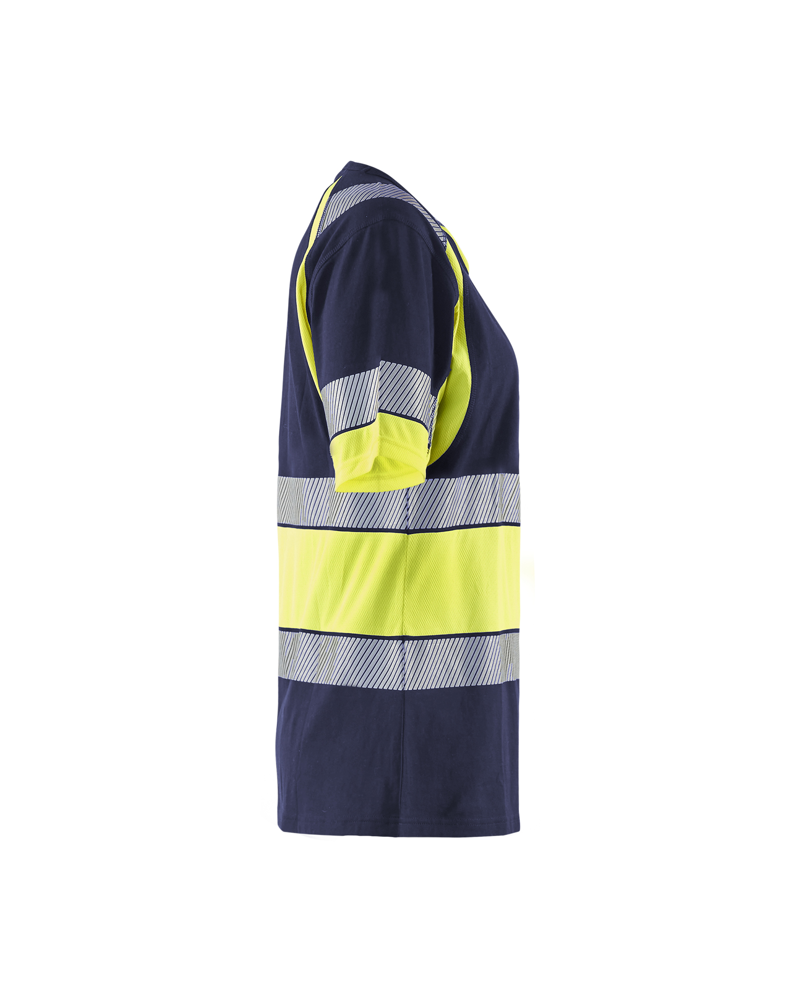 Blåkläder Dames T-Shirt High Vis 3410 - Marine / High Vis Geel zijkant