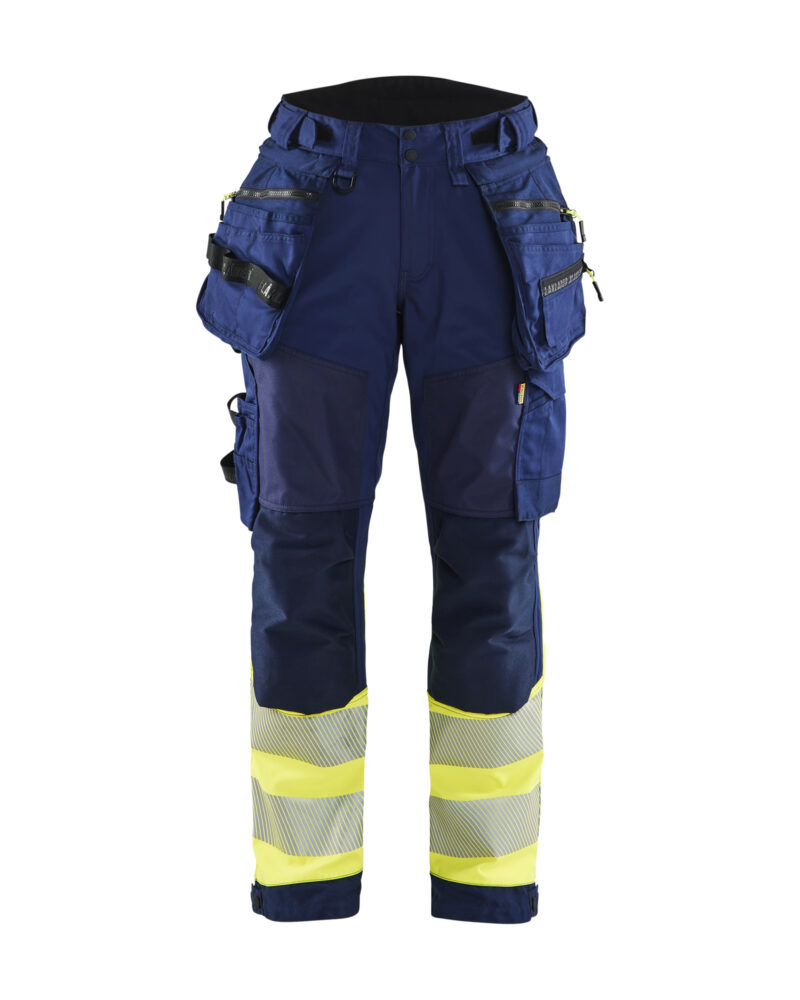 Blåkläder Dames High Vis Werkbroek Softshell met afneembare gereedschapszakken 7114 - voorkant