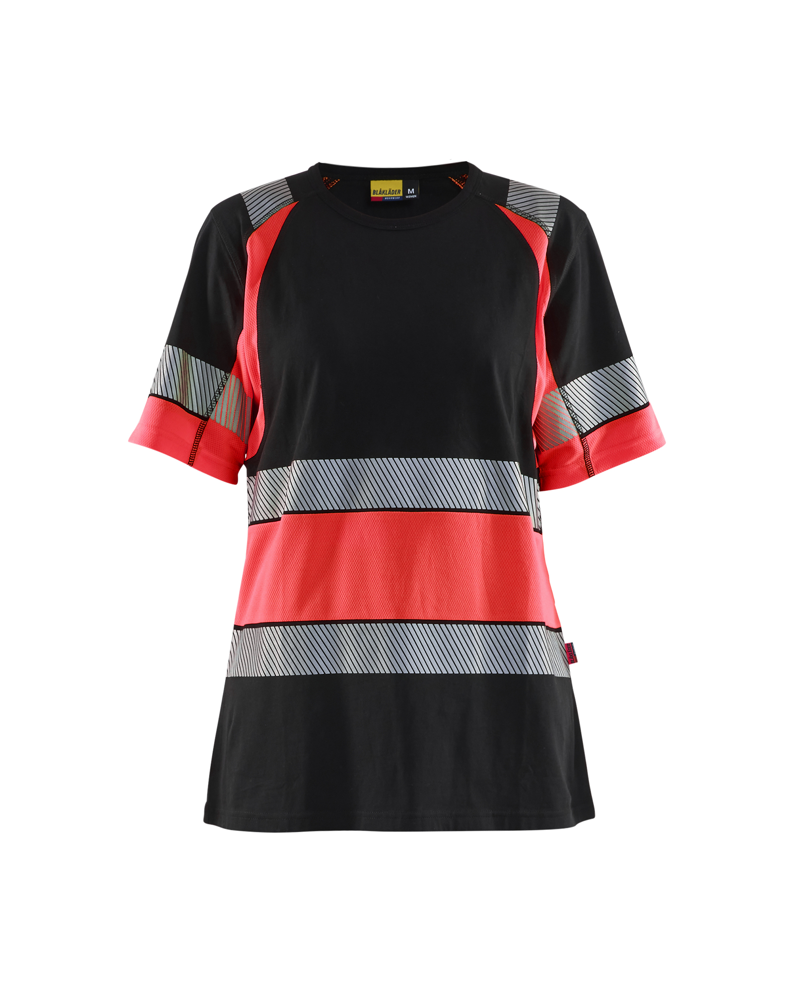 Blåkläder Dames T-Shirt High Vis 3410 - Zwart / High Vis Rood voorkant