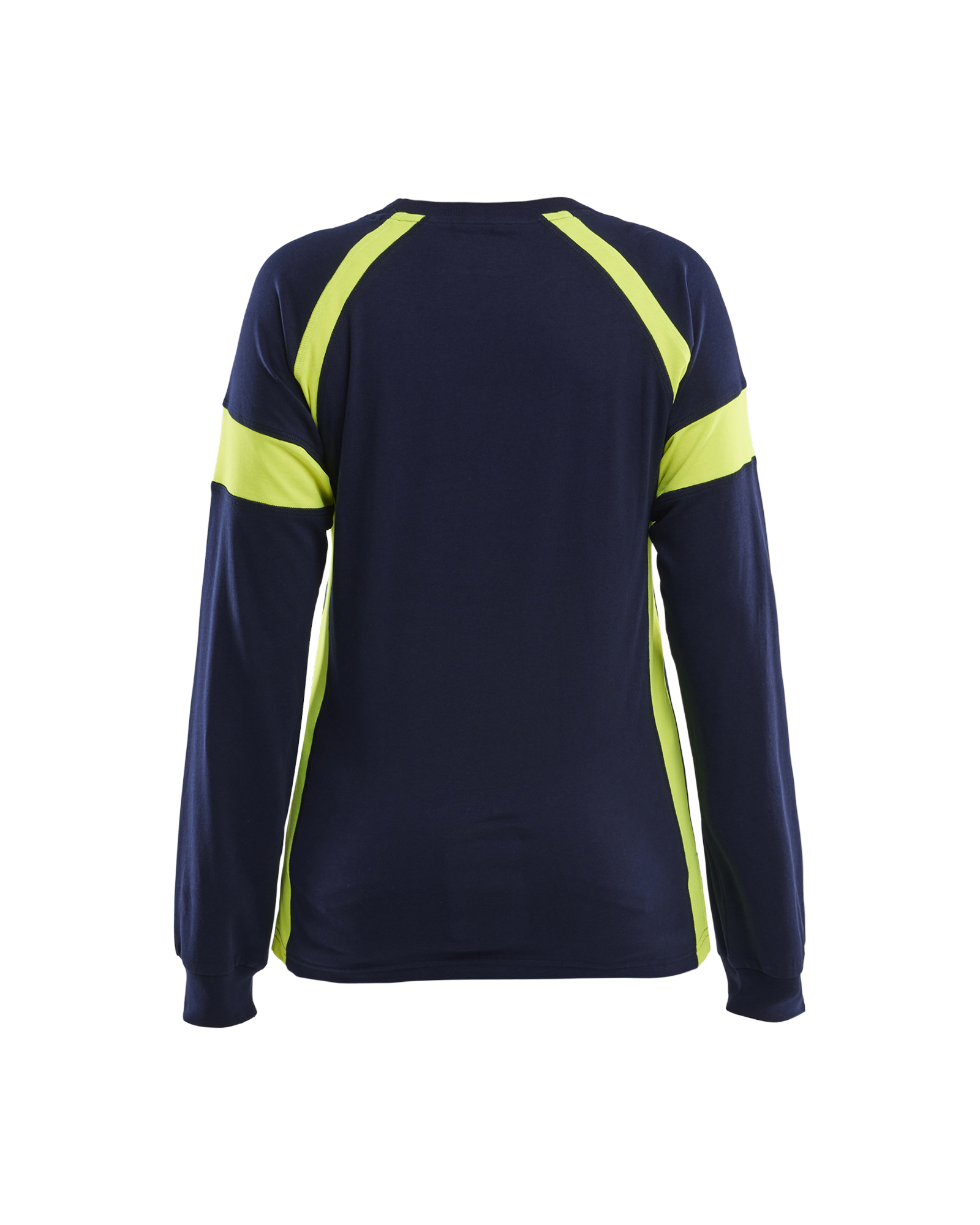 Blåkläder Dames T-shirt lange mouwen Visible 3521 - Marine / High Vis Geel achterkant