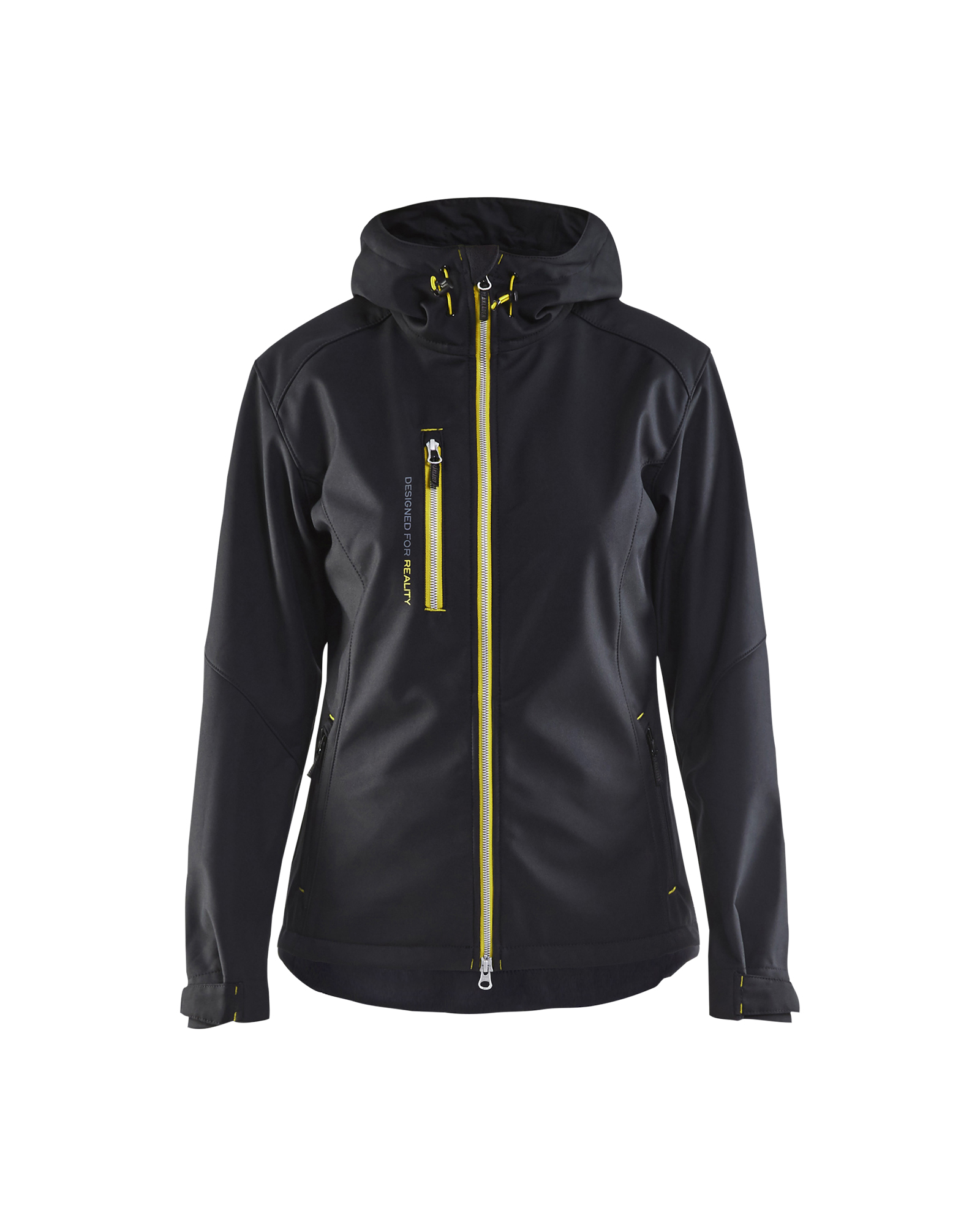 Blåkläder Dames softshell jack 4919 - Zwart / High Vis Geel voorkant