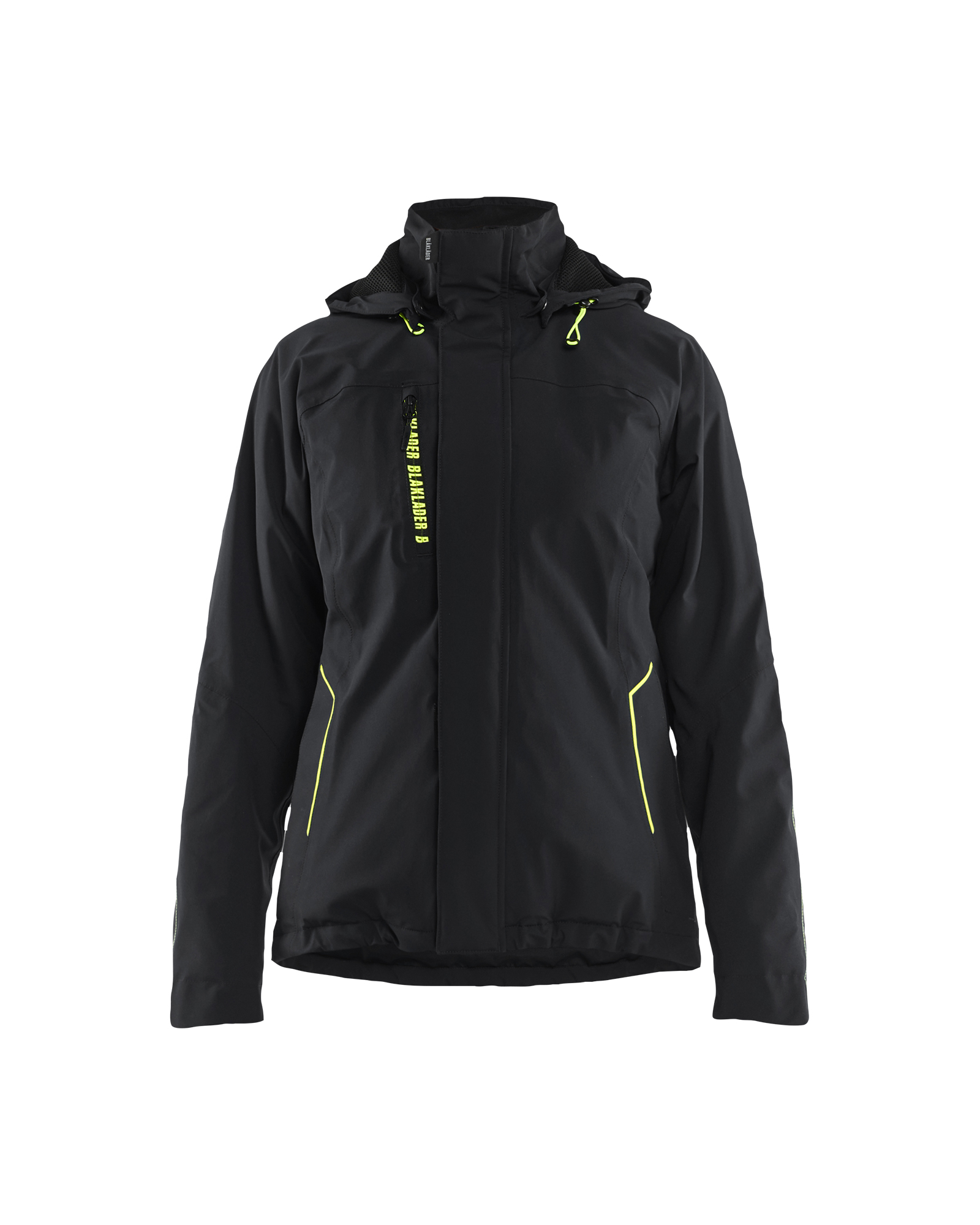 Blåkläder Dames Lichtgewicht winterjas 4-weg stretch 4408 - Zwart / High Vis Geel voorkant