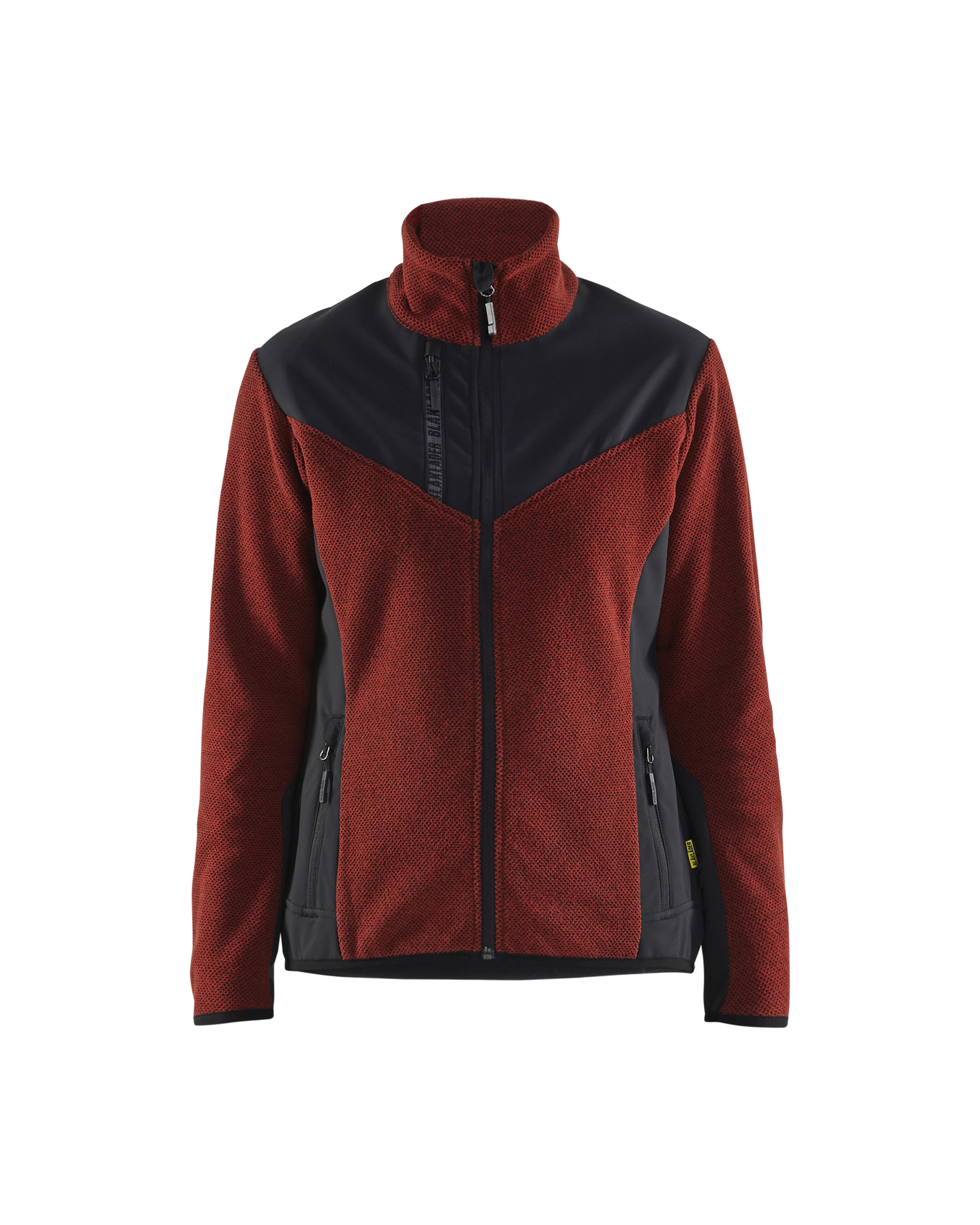 Blåkläder Dames gebreid vest met softshell 5943 - Gebrand rood/Zwart voorkant