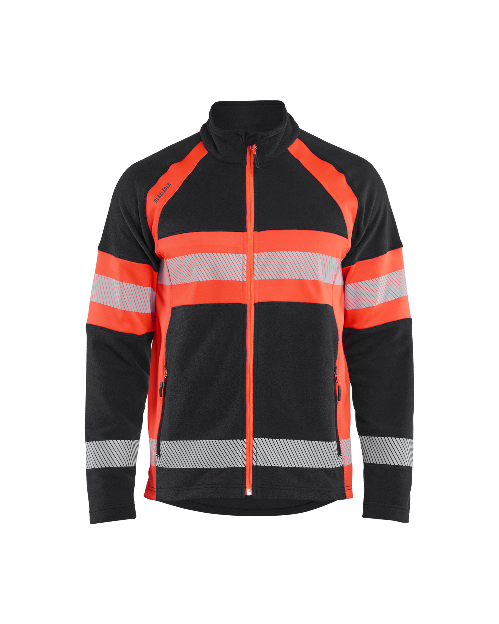 Blåkläder Microfleecevest High Vis 4713 - Zwart / High Vis Rood voorkant