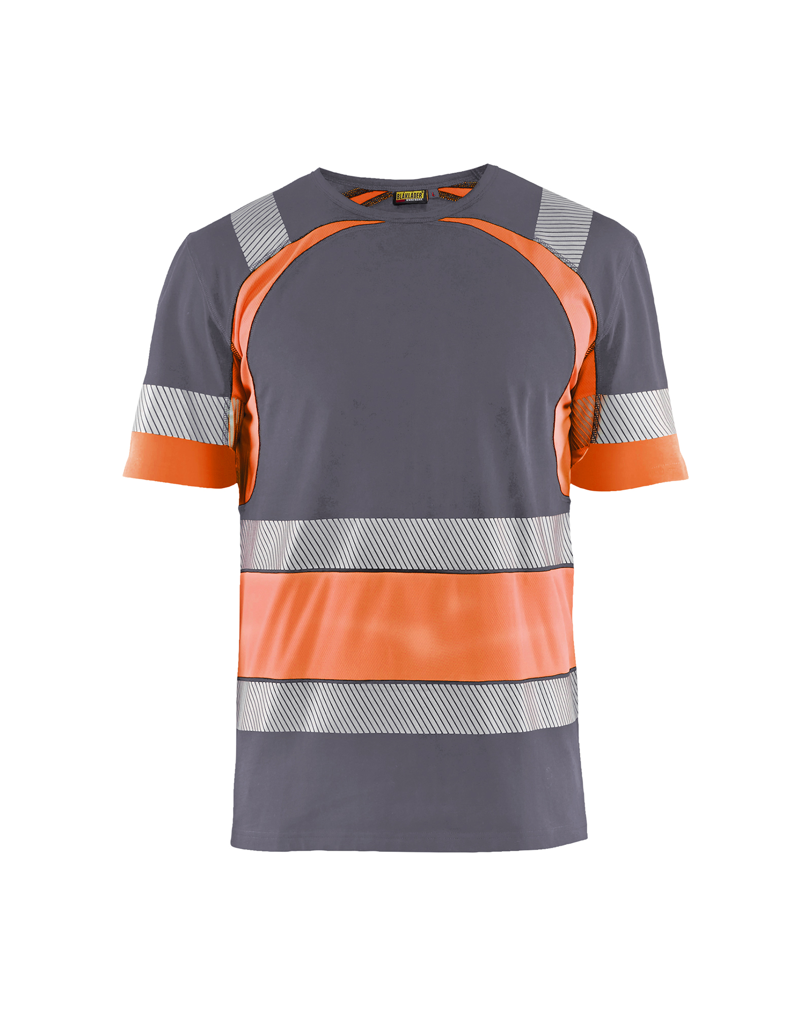 Blåkläder T-shirt High Vis 3421 - Medium grijs/High Vis Oranje voorkant