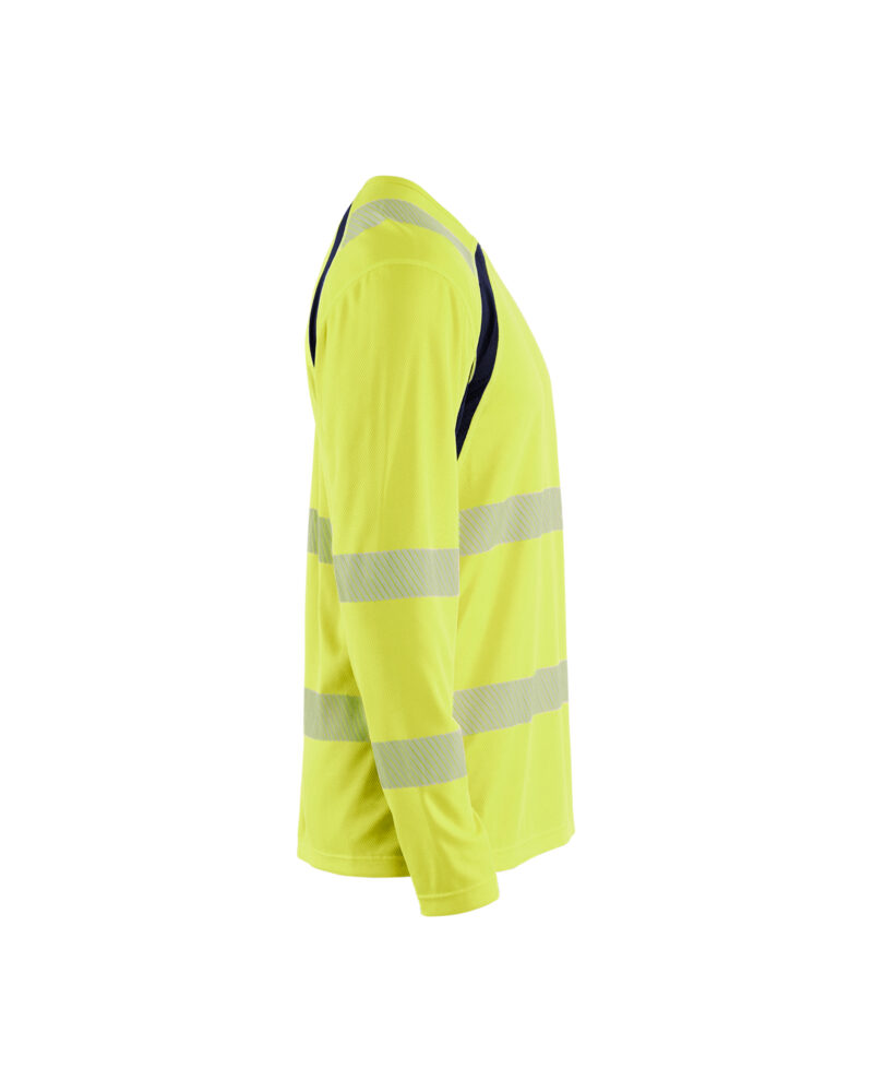Blåkläder UV-T-shirt lange mouwen High Vis 3599 - High Vis Geel/Marineblauw zijkant