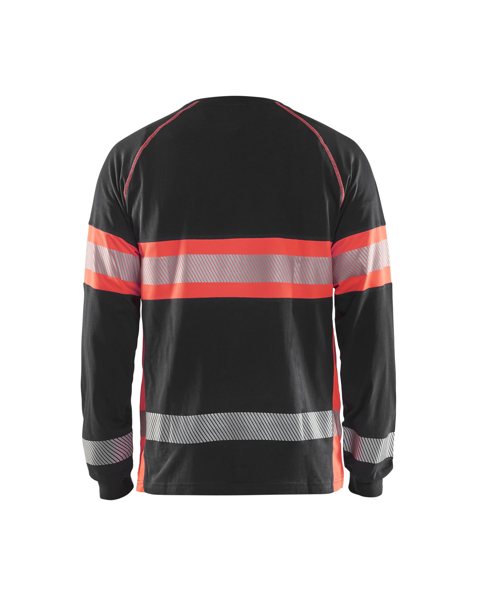 Blåkläder T-shirt lange mouwen High Vis 3510 - Zwart / High Vis Rood achterkant