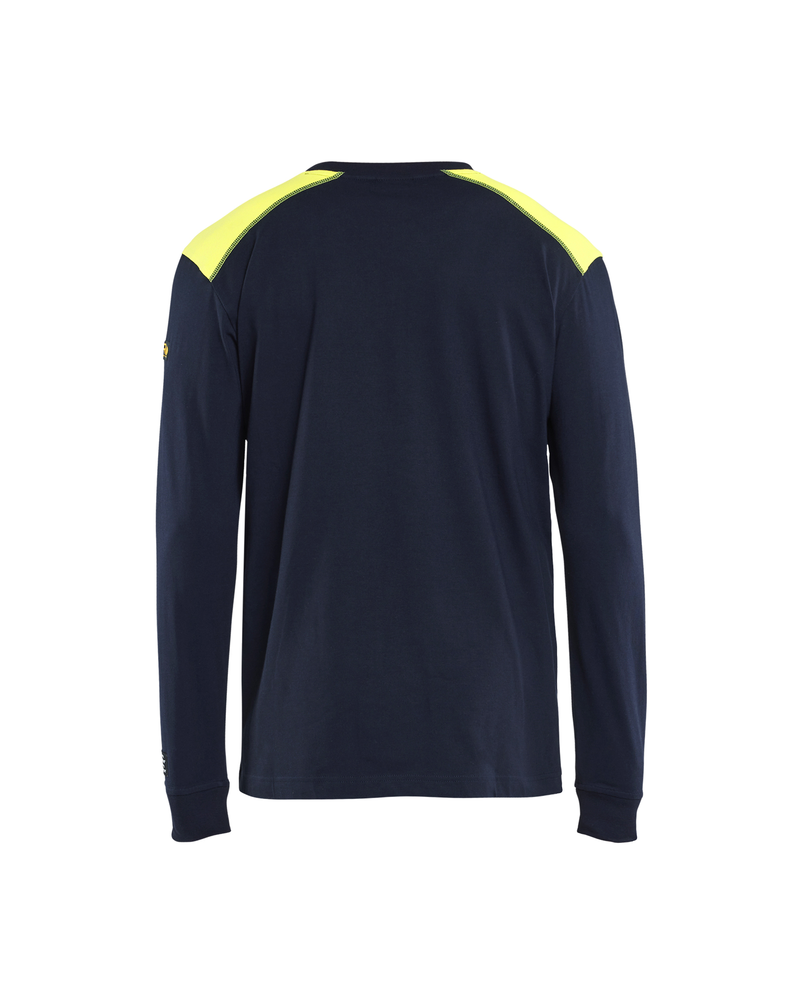 Blåkläder Vlamvertragend T-shirt lange mouwen Inherent 3483 - Marine / High Vis Geel achterkant