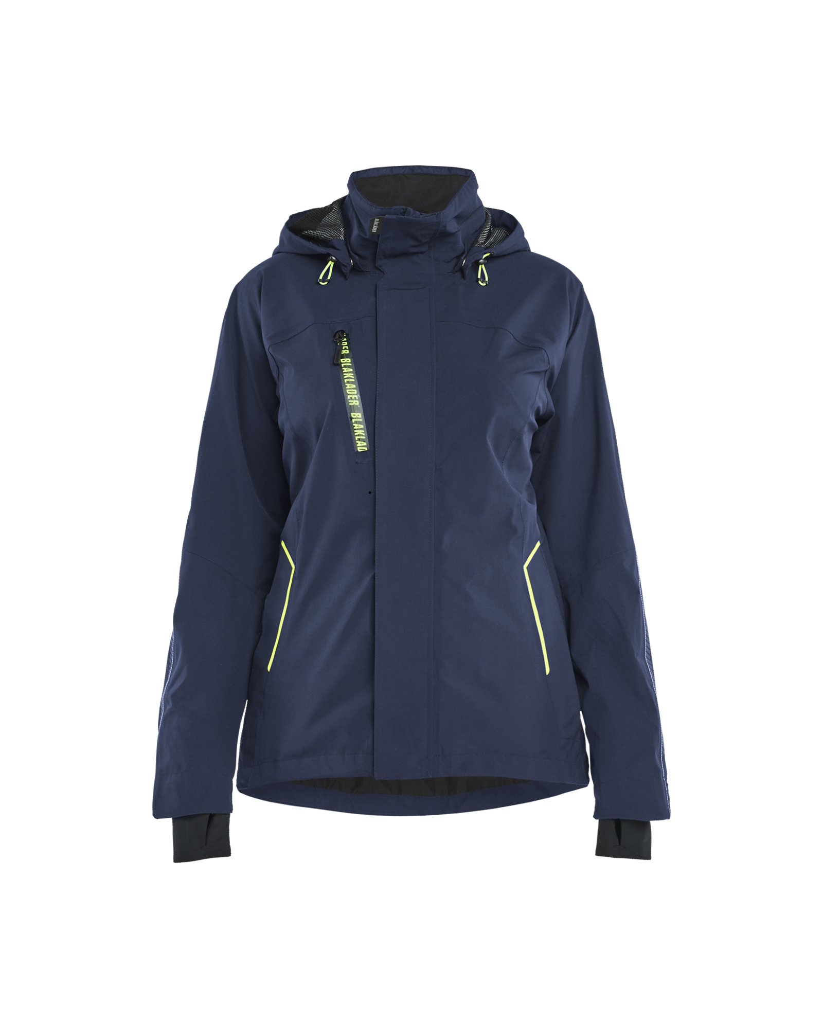Blåkläder Dames Shell Jack Stretch 4403 - Donker marineblauw / High Vis Geel voorkant