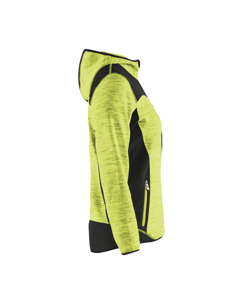 Blåkläder Dames gebreid vest met softshell 4931 - High Vis Geel/Zwart zijkant