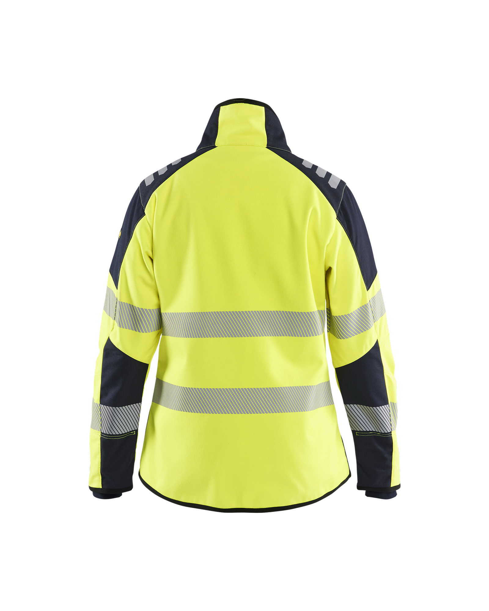 Blåkläder APC 2 Dames Multinorm Softshell jack inherent 4448 - High Vis Geel/Marineblauw achterkant