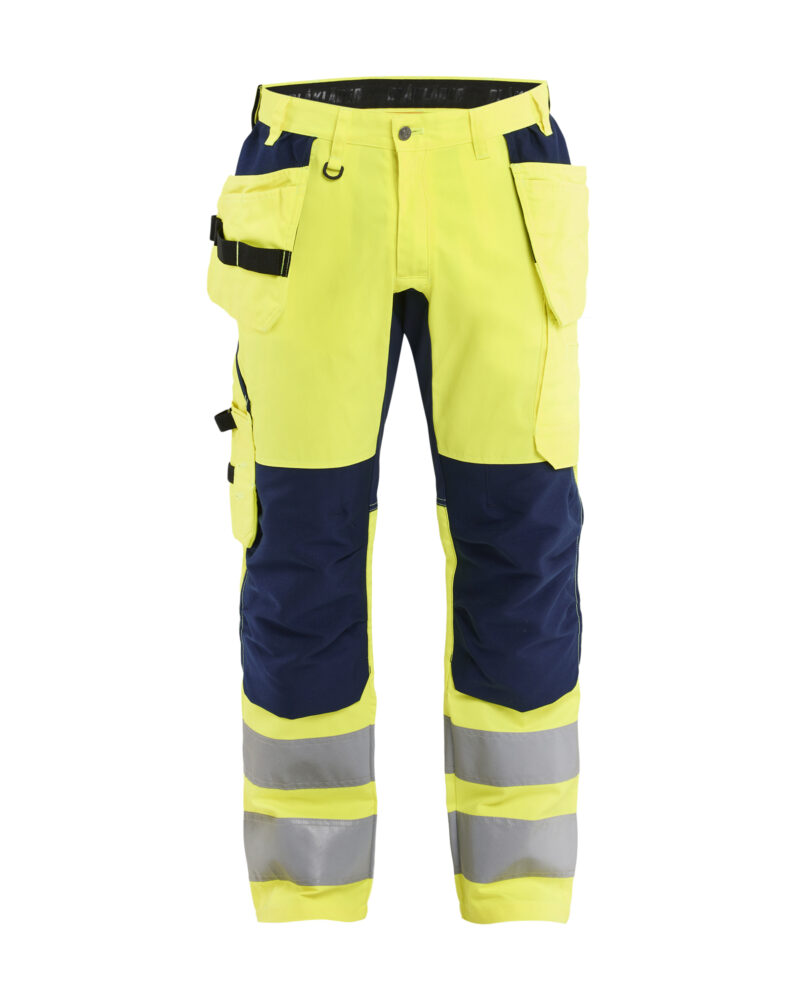 Blåkläder High Vis Werkbroek met stretch en gereedschapzakken 1552 - voorkant