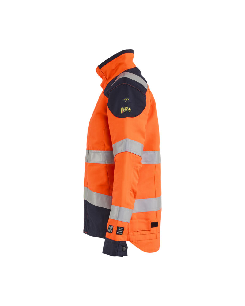 Blåkläder APC 2 Dames Multinorm jack inherent 4084 - High Vis Oranje/Marineblauw zijkant