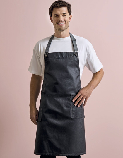 Premier Workwear District Waxed Look Denim Bib Apron schort