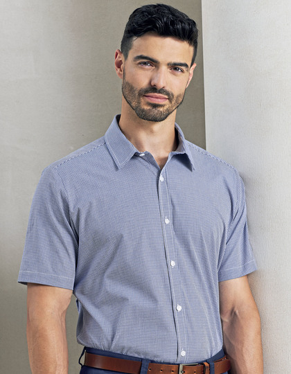 Premier Workwear Men´s Microcheck Gingham Short Sleeve overhemd