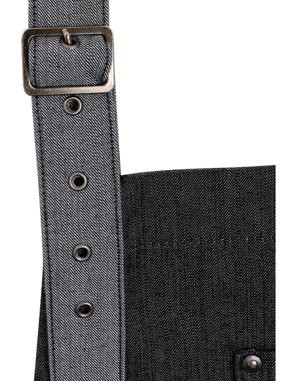 Premier Workwear Domain Contrast Denim Bib Apron schort detailfoto