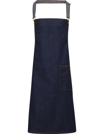 Premier Workwear District Waxed Look Denim Bib Apron schort achterzijde